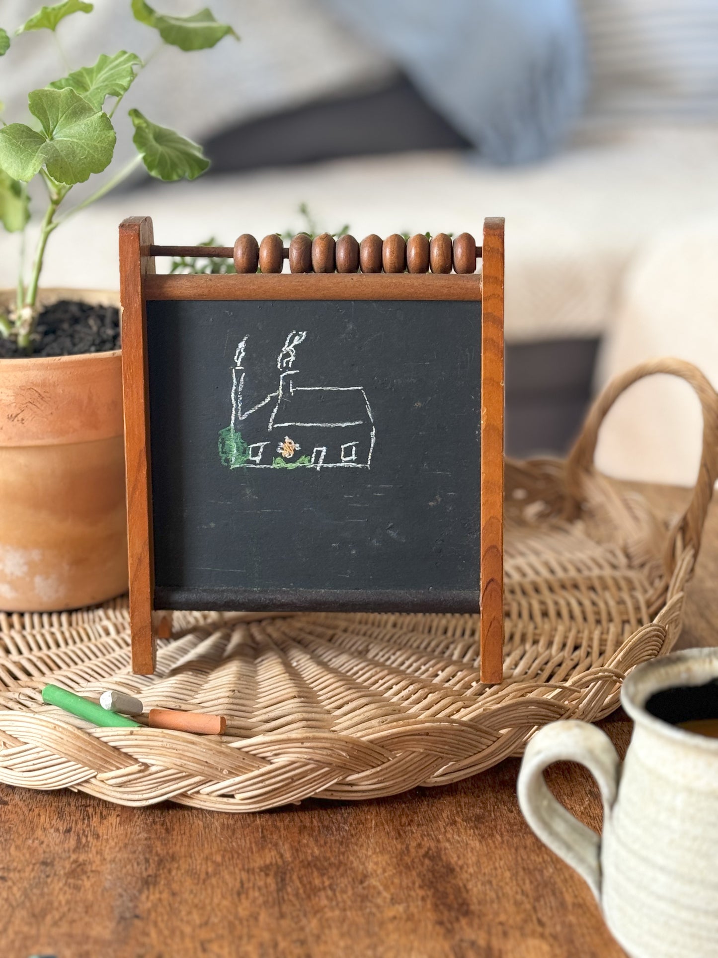 Vintage Wooden 2 in 1 Abacus & Chalk Board