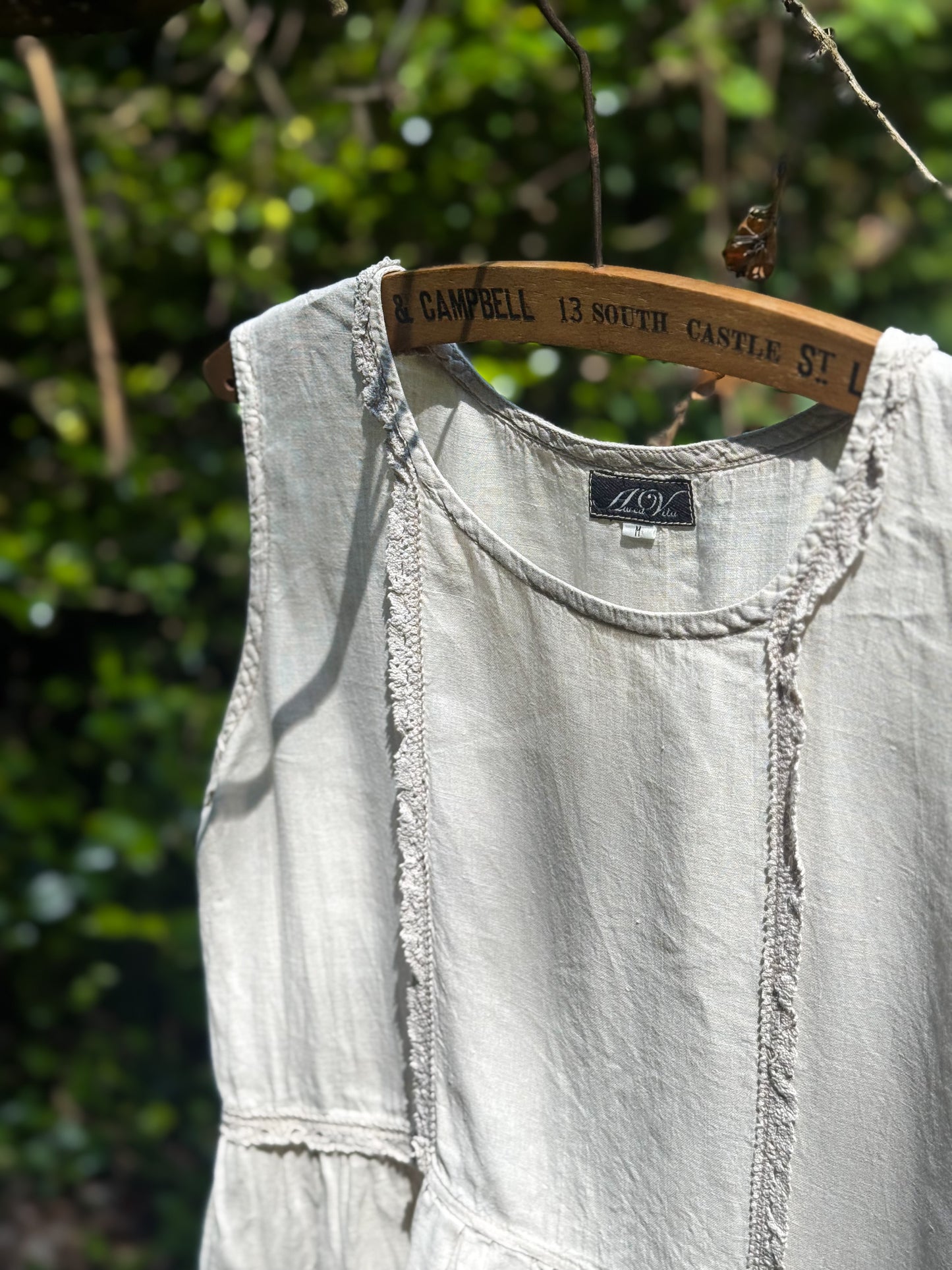Vintage Gathered Linen Pocket Tunic – by Aurea Vita, Size M