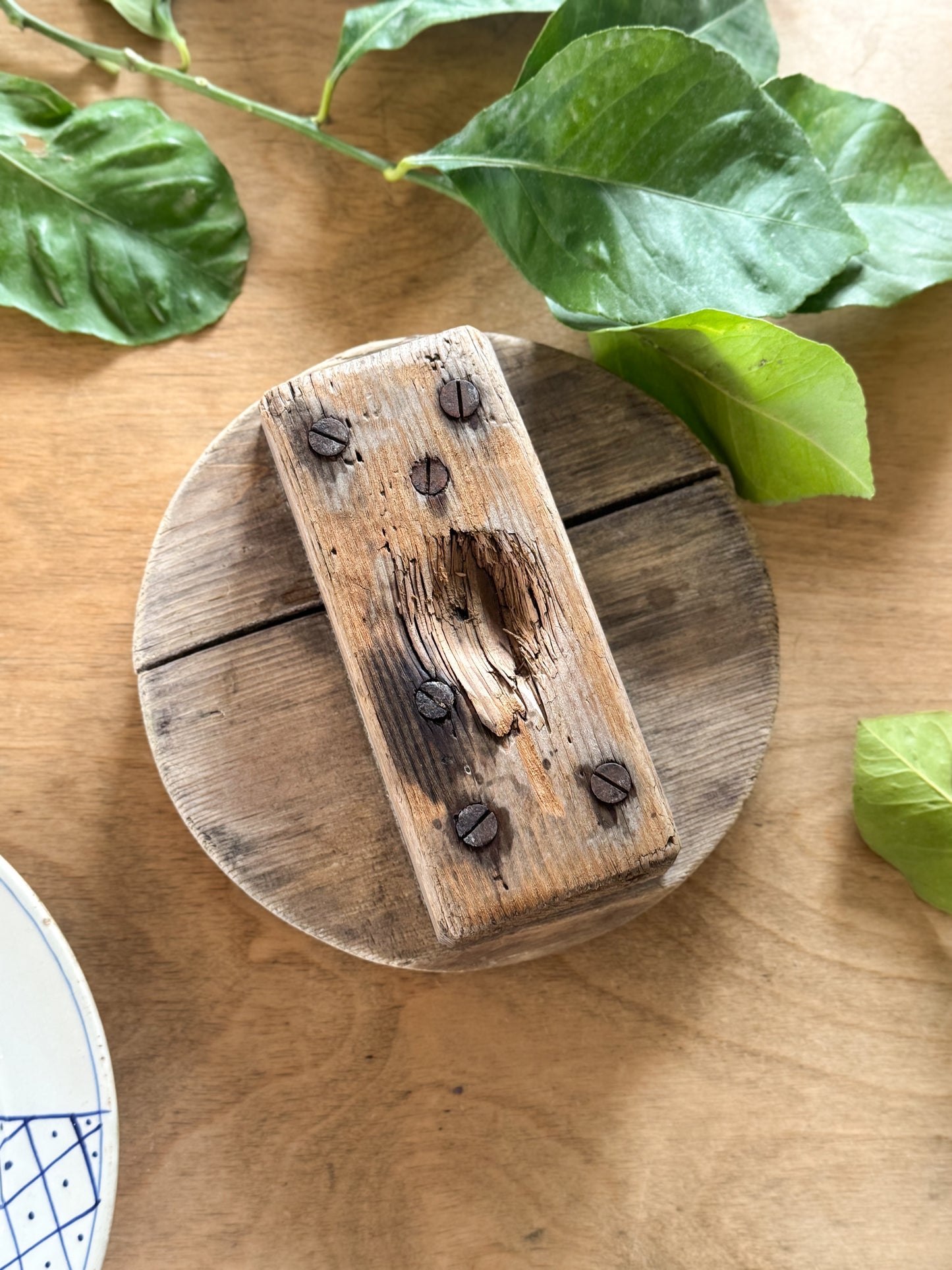 Handmade French Wooden Trivet – Repurposed from an Antique Cheese Mould