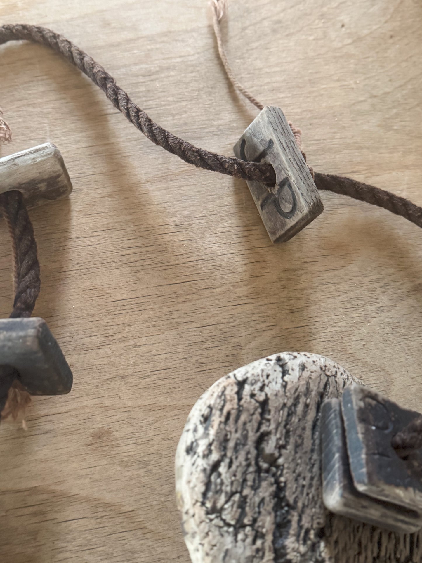 Vintage French Fishing Boat Floats, Hand-Carved with Initials ‘JP’