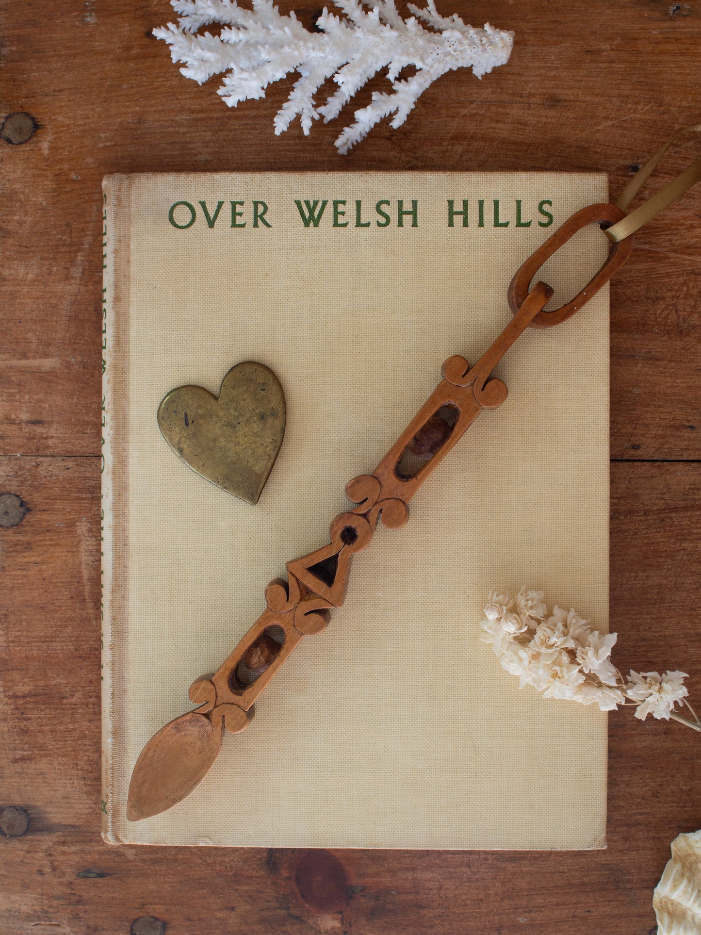 Vintage Hand-Carved Welsh Love Spoon