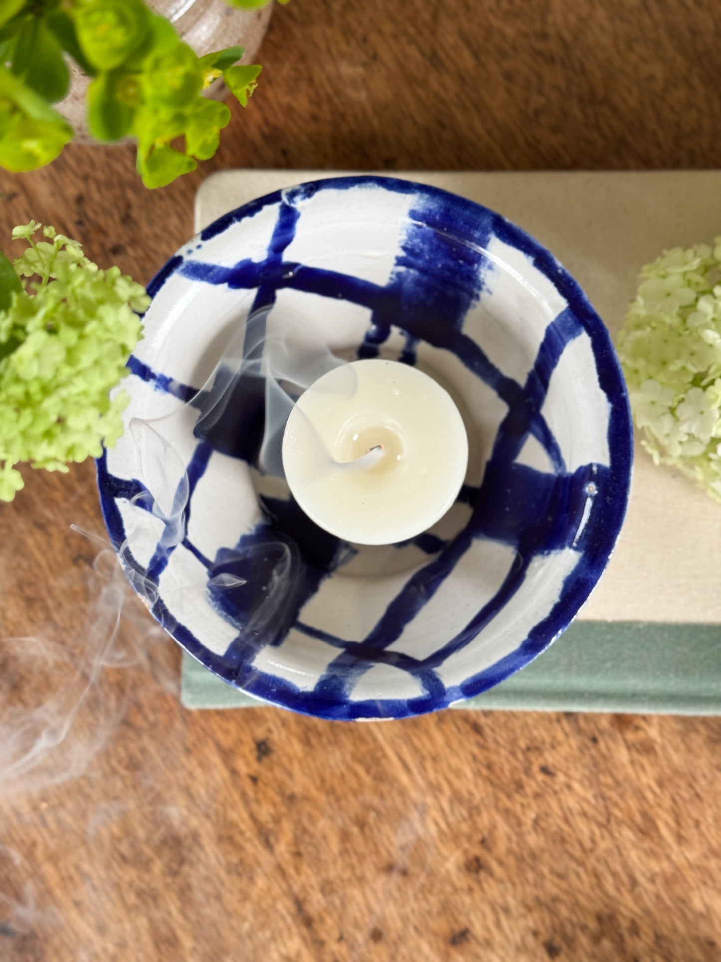 Vintage Handmade Studio Pottery Bowl with Cobalt Brushwork – Signed
