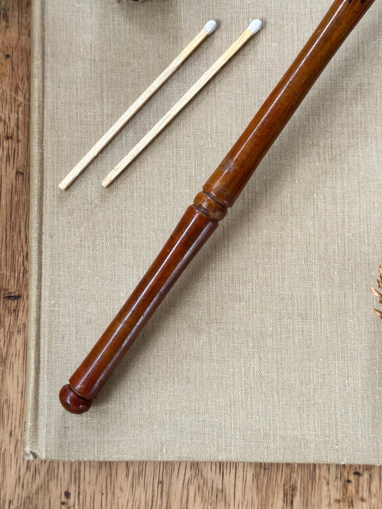 Vintage 1920s-1940s Brass & Wood Candle Snuffer