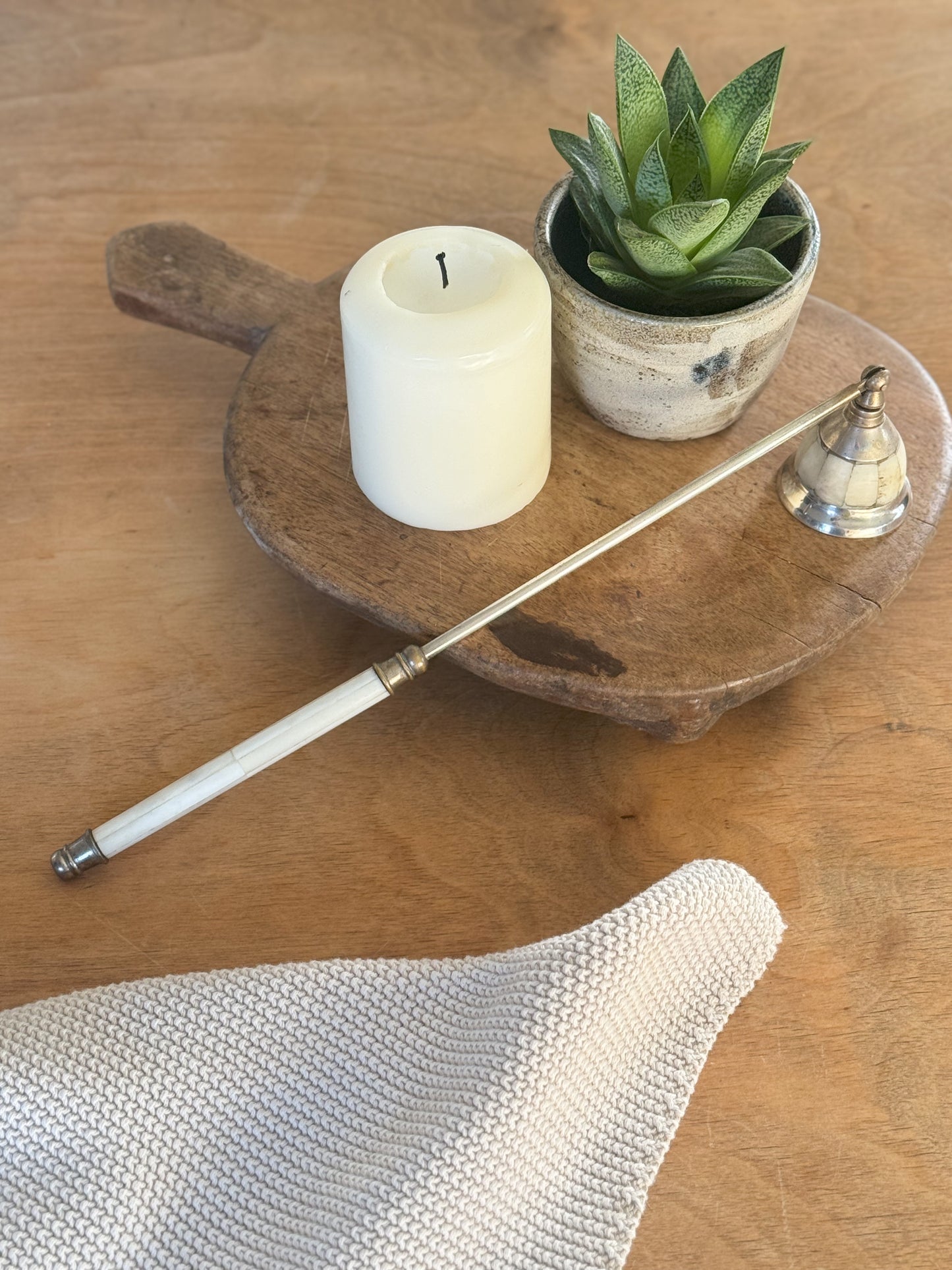 Vintage Silver Plated & Mother of Pearl Candle Snuffer