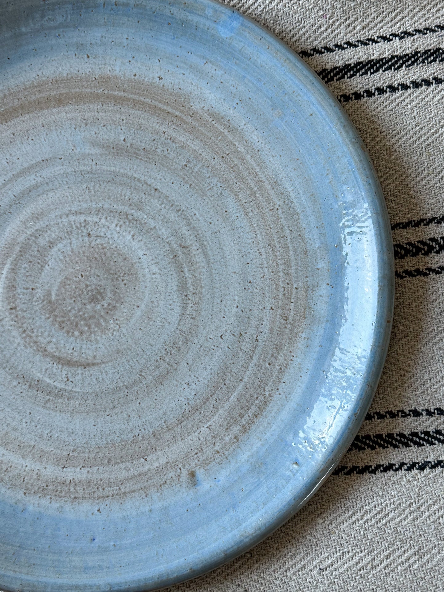 Large Studio Pottery Wall Plate in Coastal Blue & Earthy Tones