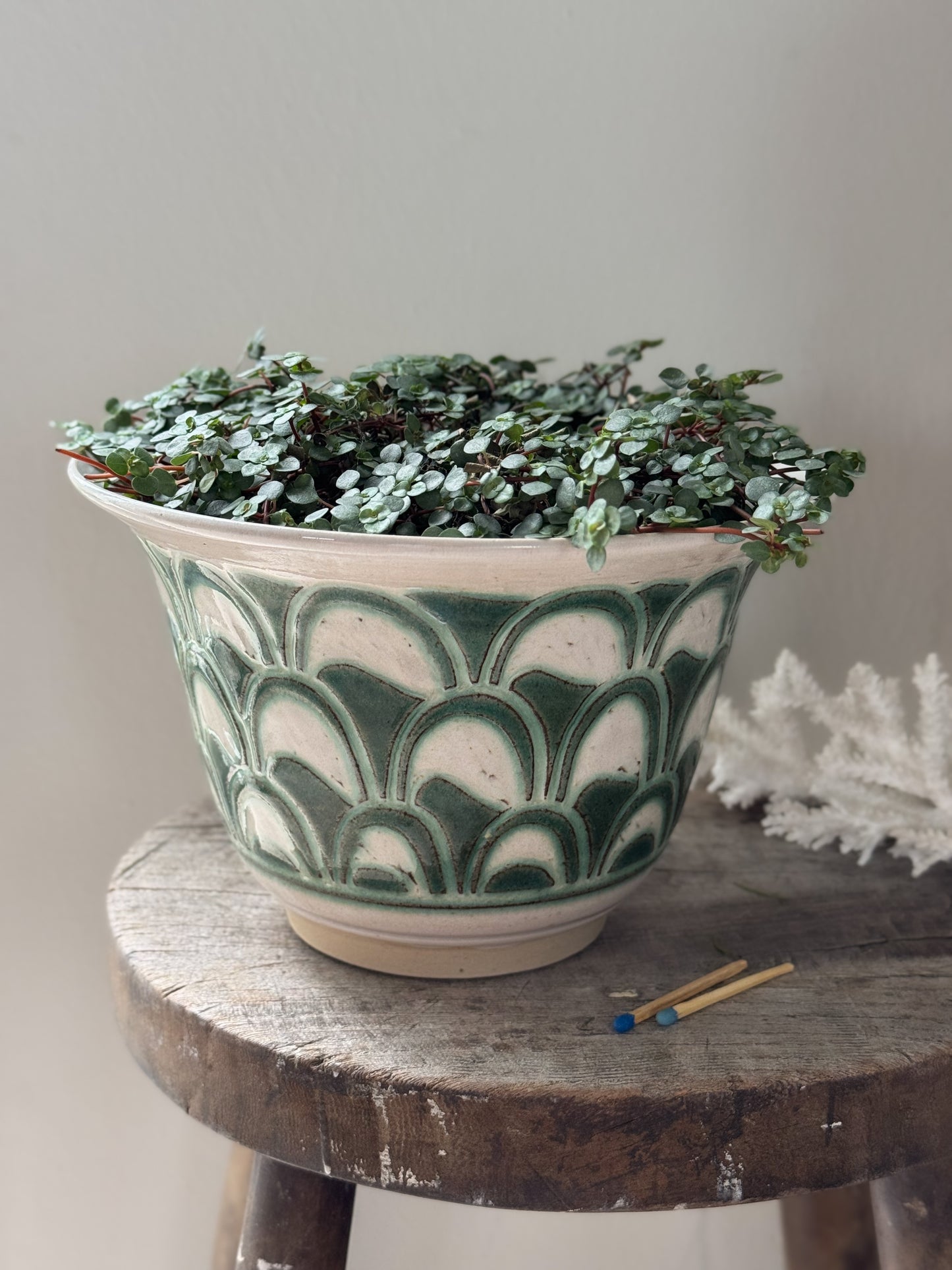 Vintage Large Fluted Studio Pottery Planter by Peter Hall, Pennine Studios, Lancashire