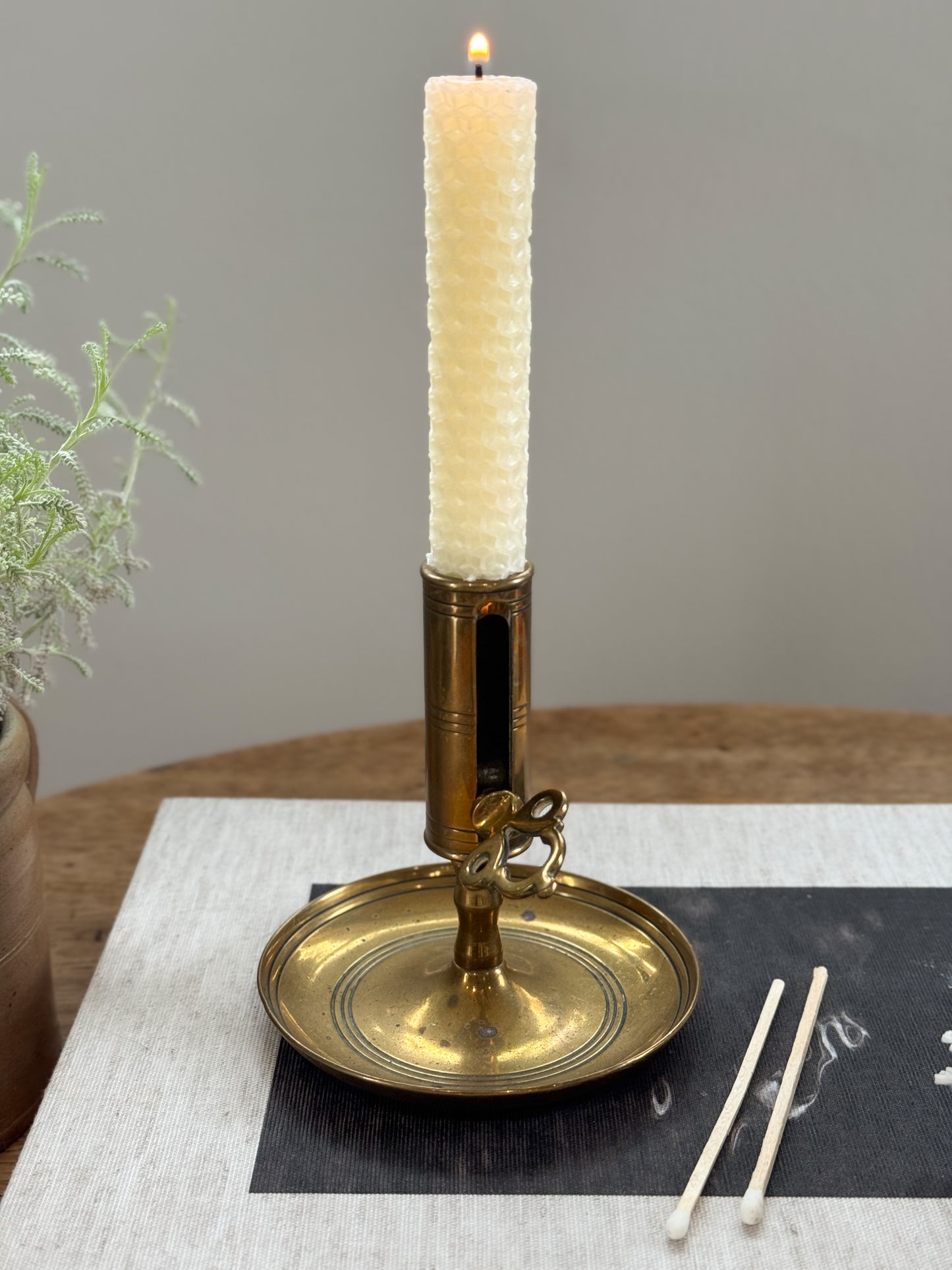 Vintage Midcentury Swedish Brass ‘Twist & Lift’ Chamberstick - MALM