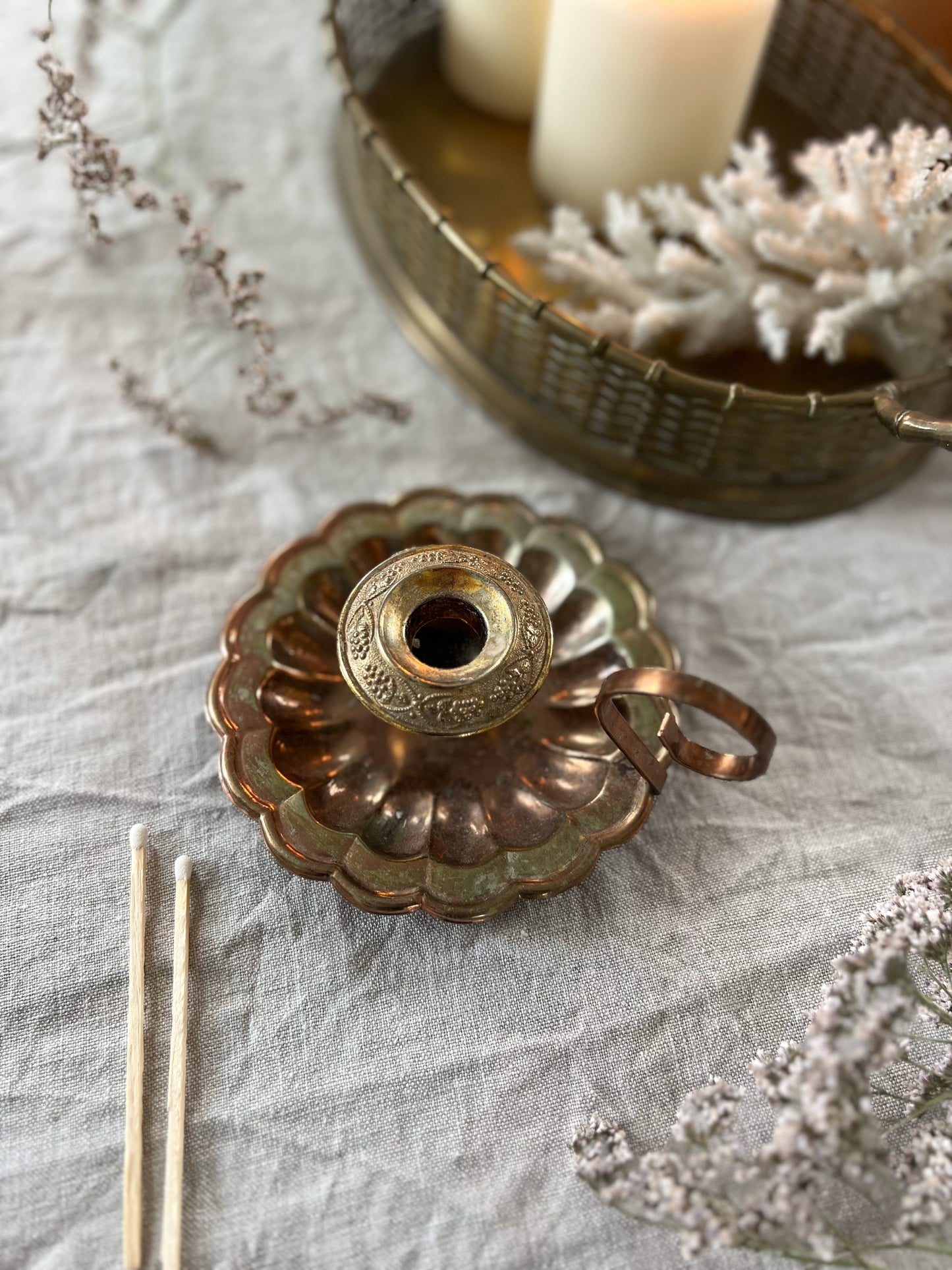 Copper Plated Scalloped Chamberstick