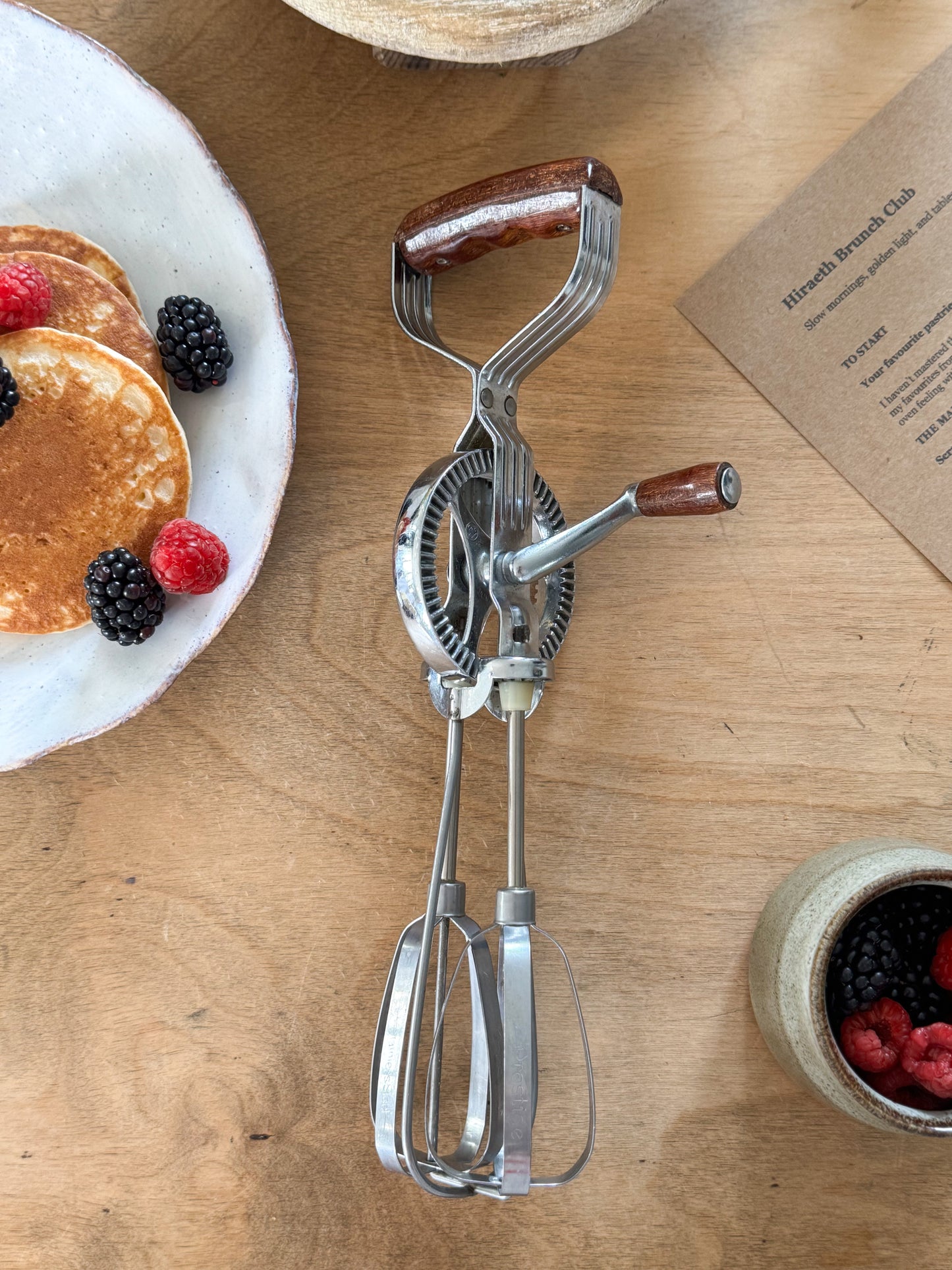 1950s ‘Prestige’ Hand-Crank Egg Beater with Wooden Handle