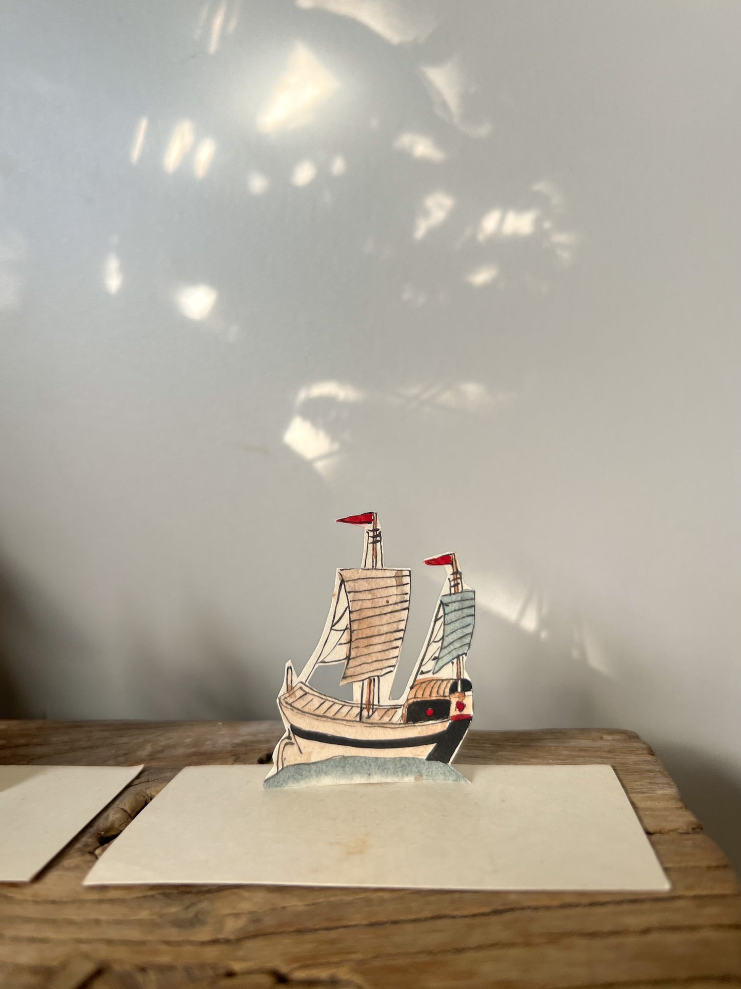Vintage 1940s Hand-Painted Watercolour Miniature Paper Ships
