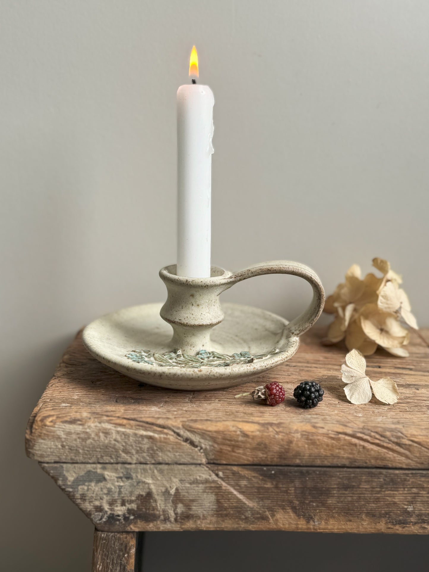 Tregaron Welsh Studio Pottery ‘Forget Me Not’ Chamberstick