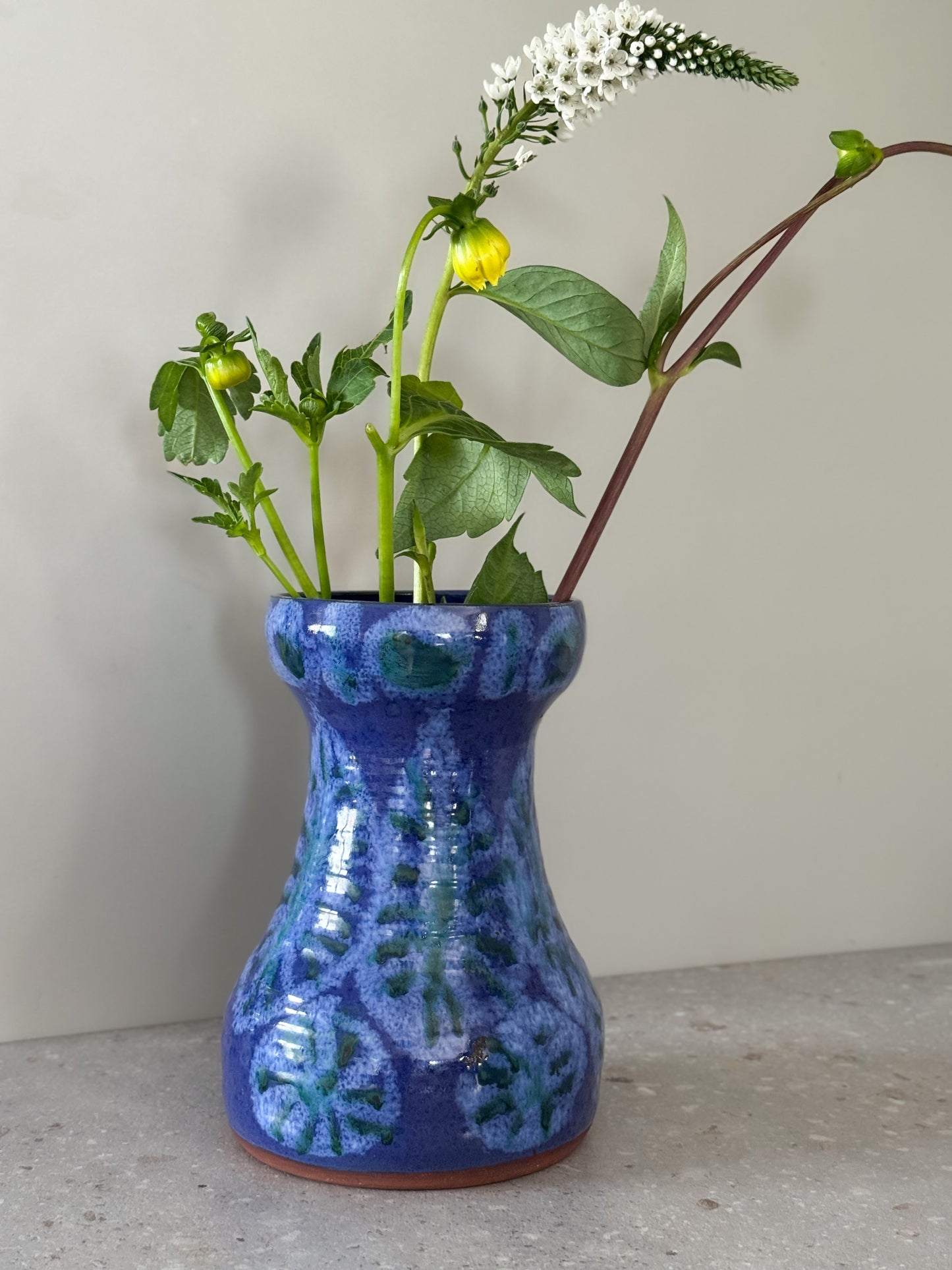 Vintage Studio Pottery Vase, Cobalt & Green Textured Glaze