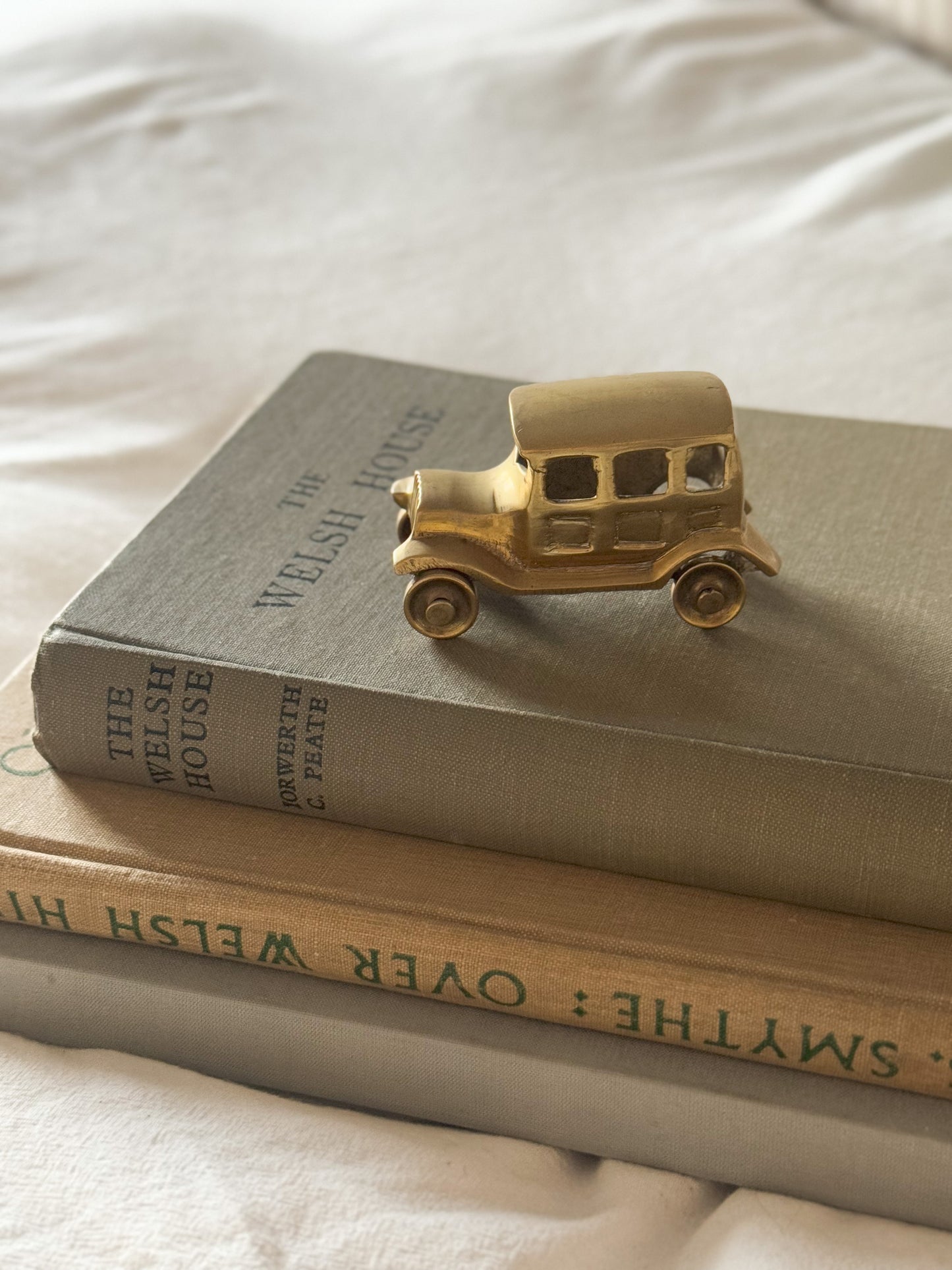 Vintage Solid Brass Car with Turning Wheels