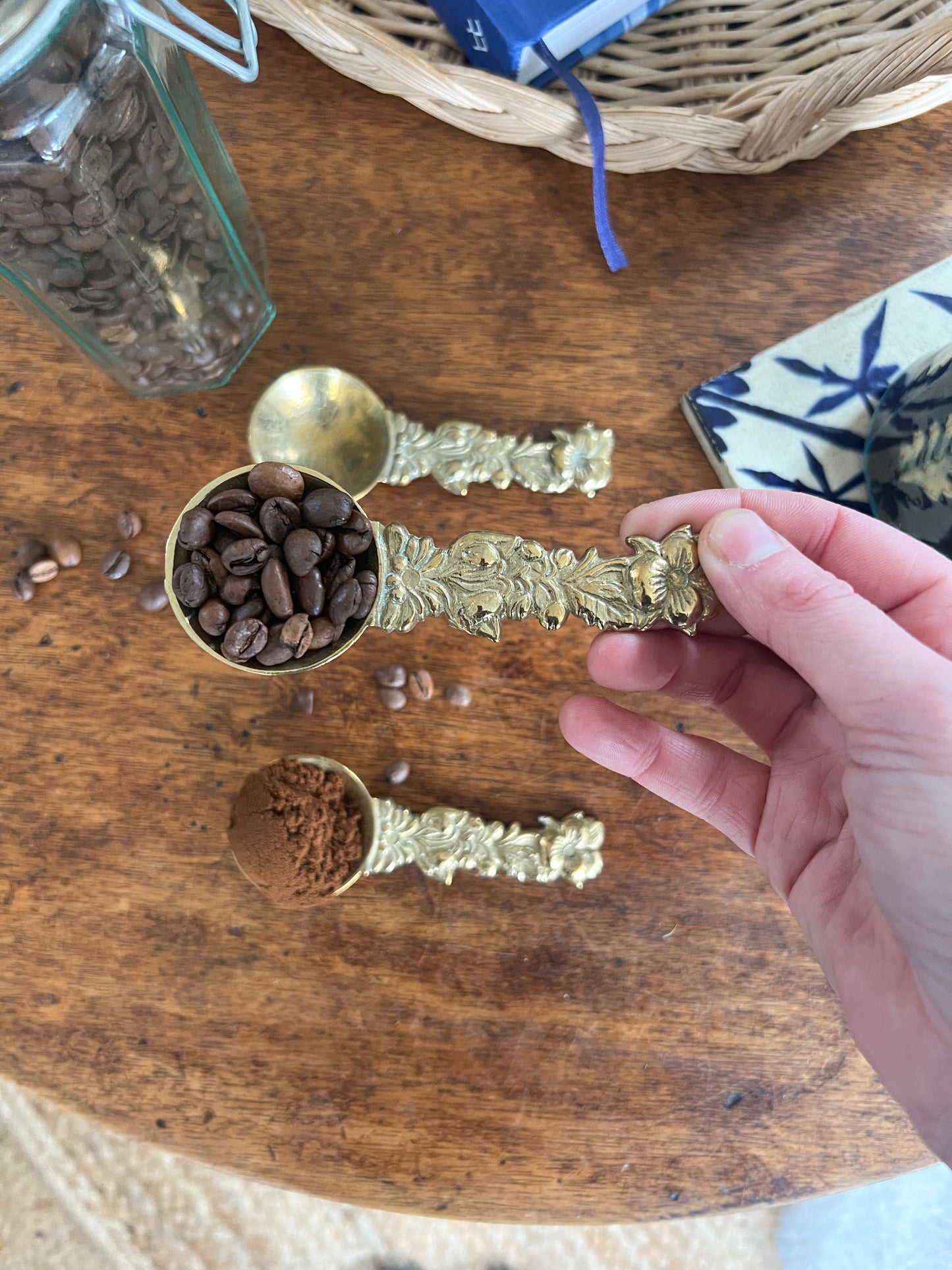 Vintage Solid Brass Floral Coffee/Tea Scoop