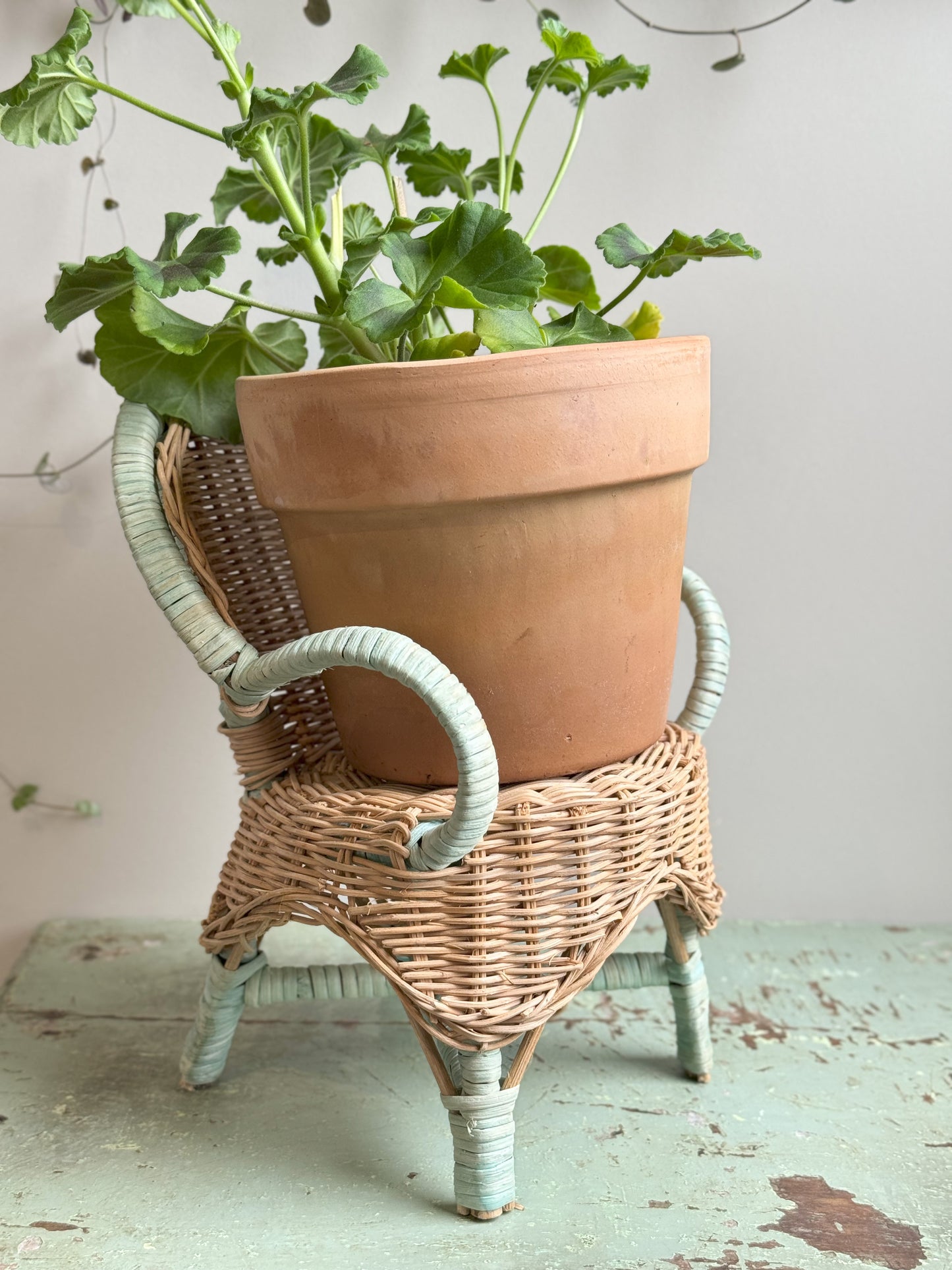 Vintage Wicker Dolls Chair • Plant Stand
