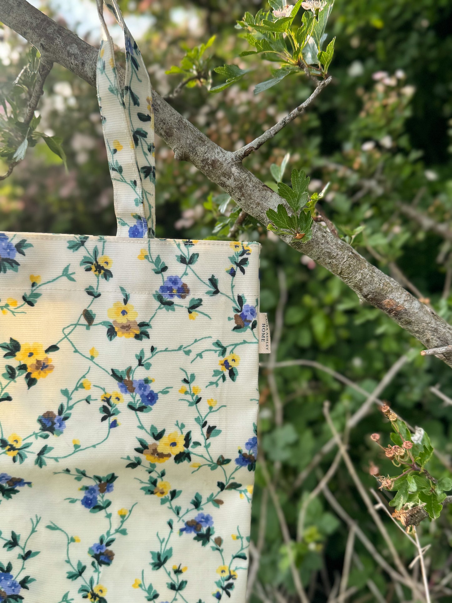 Vintage Laura Ashley Floral Oilcloth Tote Bag
