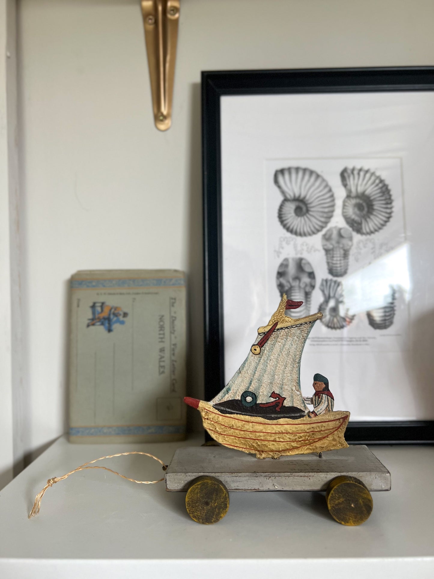 Vintage Wood & Tin Pull Along Sailor