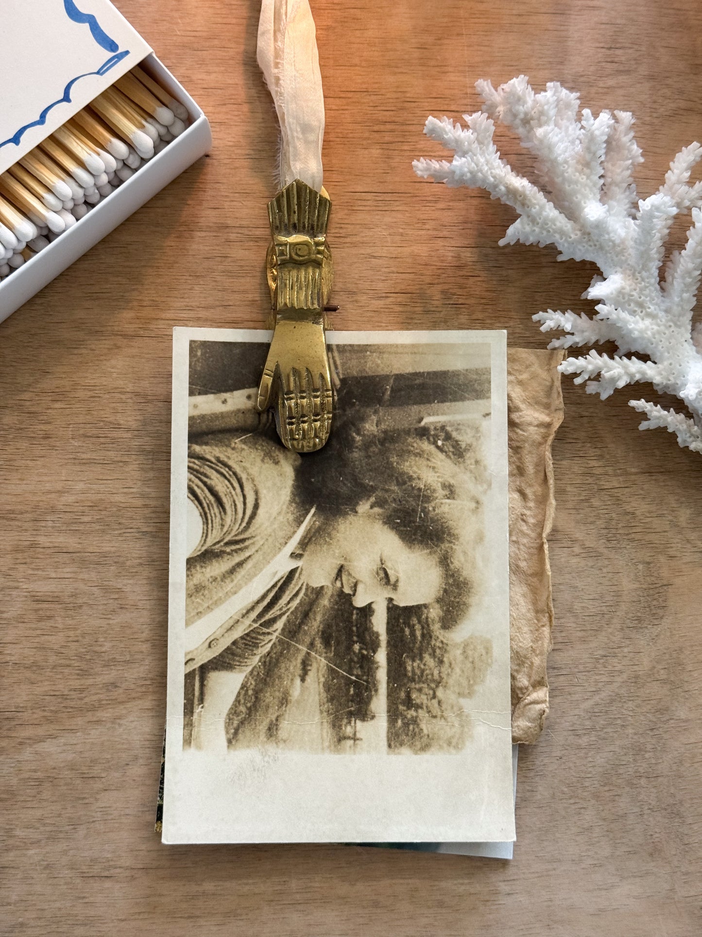 Vintage Midcentury Solid Brass Hand Letter Clip