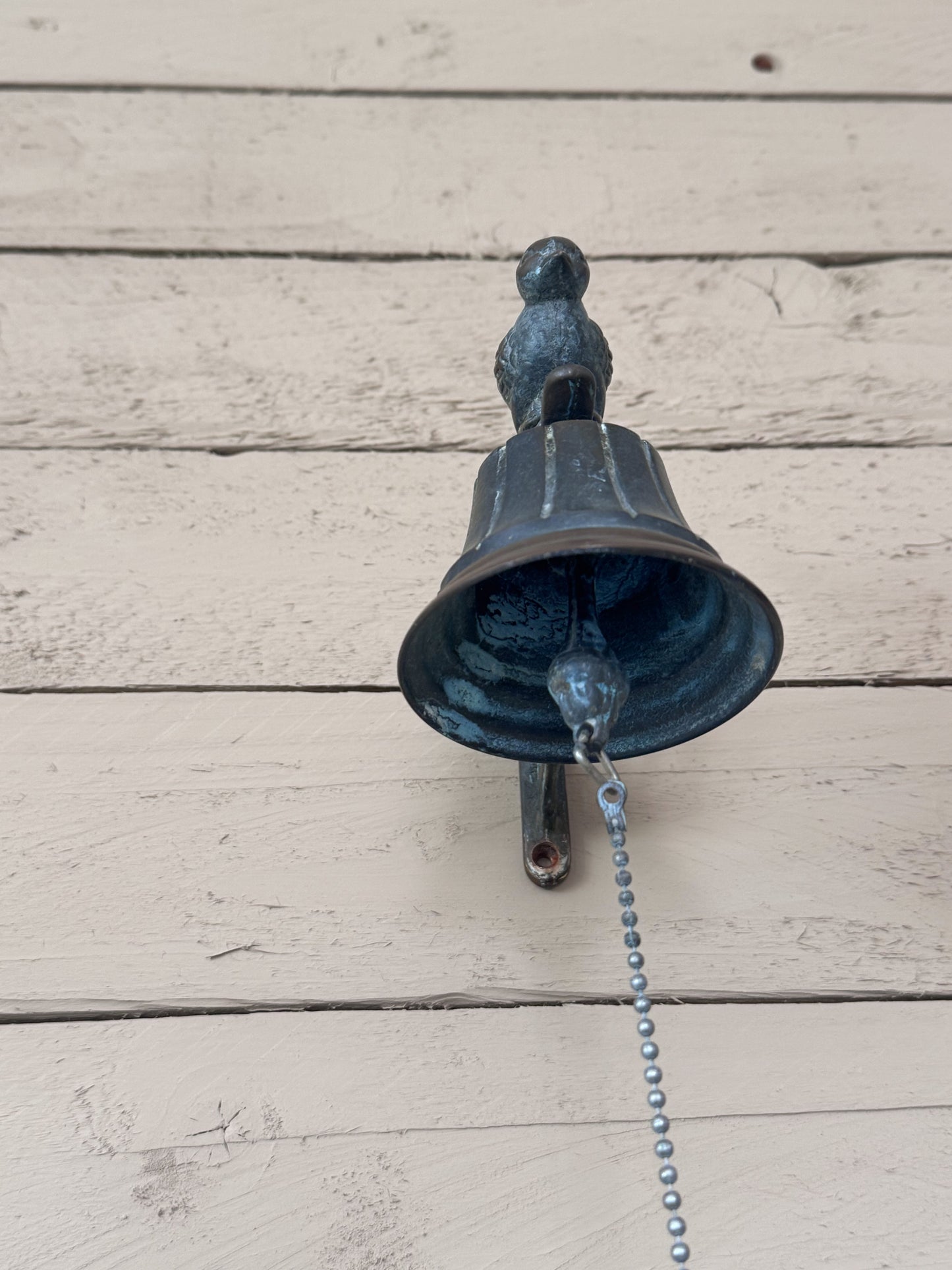 Vintage Cast Iron Bird Door Bell with Verdigris Patina