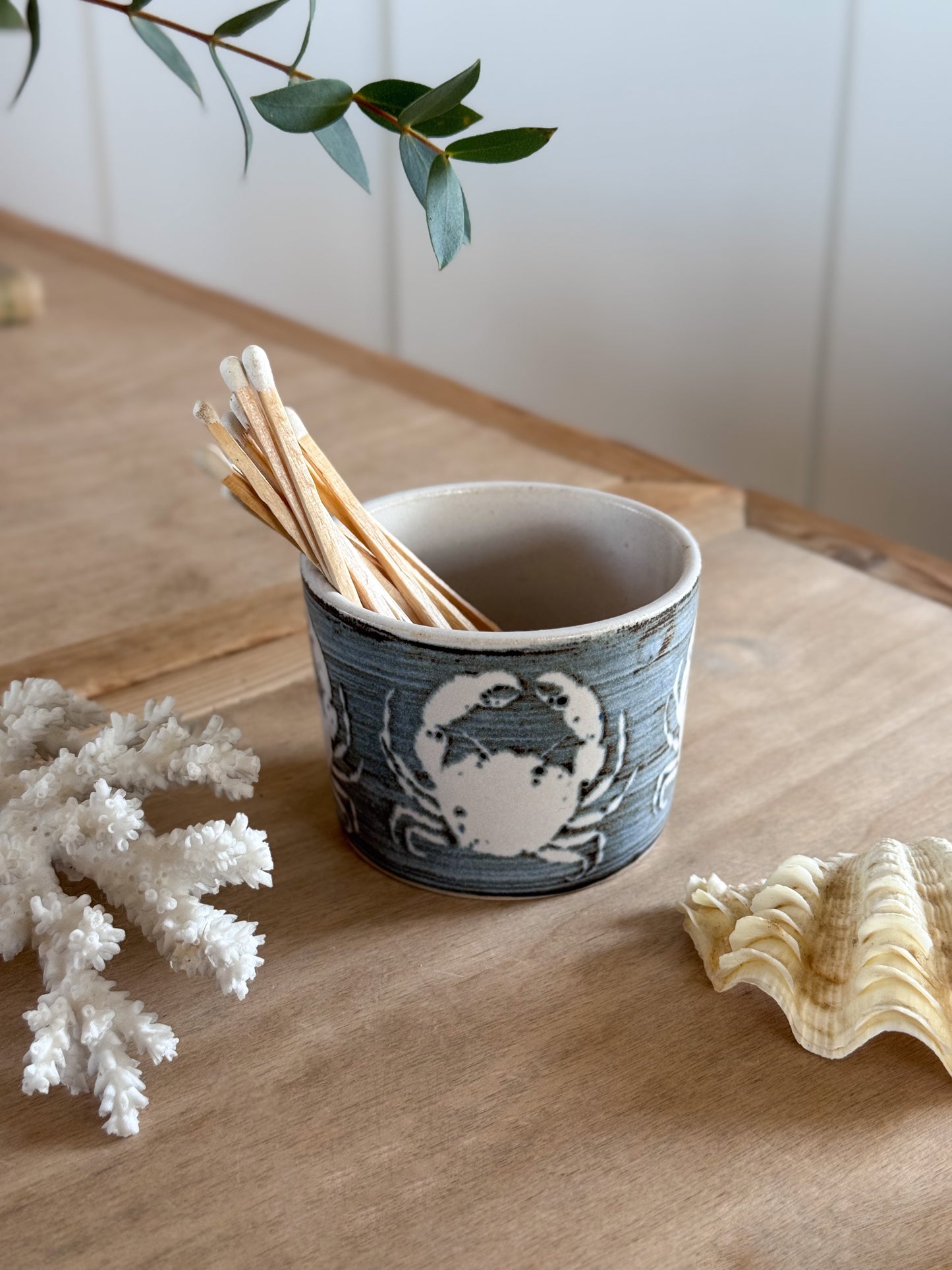 Vintage Studio Pottery Blue Crab Pot by Neil Tregar