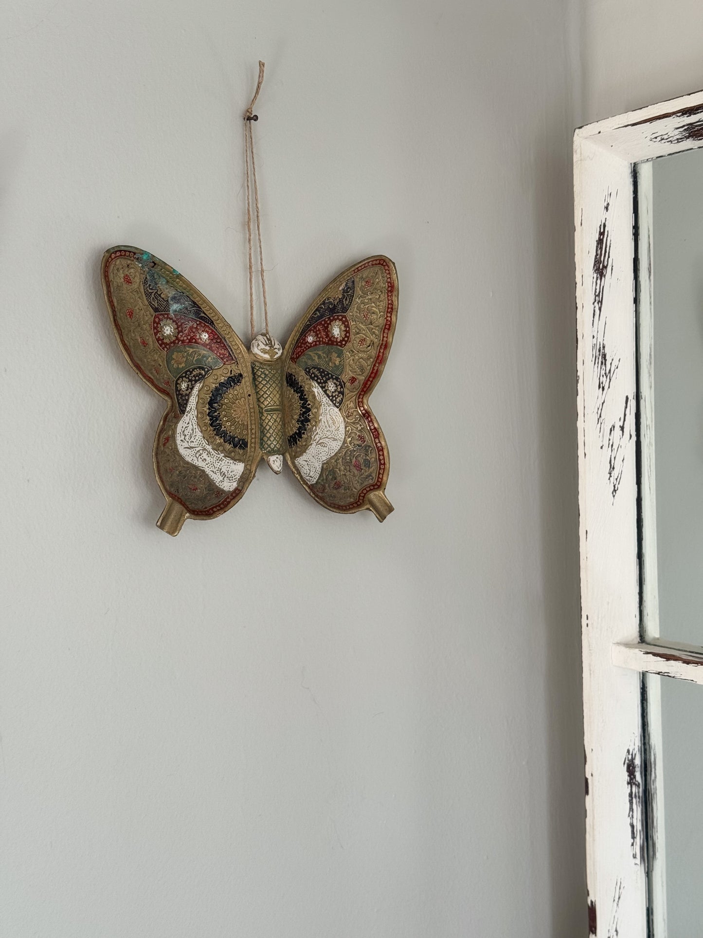 Vintage Brass & Enamel Butterfly Dish / Wall Hanging