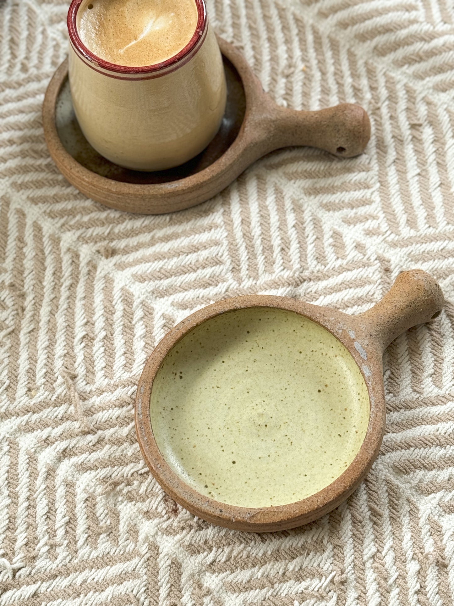 Studio Pottery Coaster / Candle Dish by Aylesford Pottery, Kent (Cream)