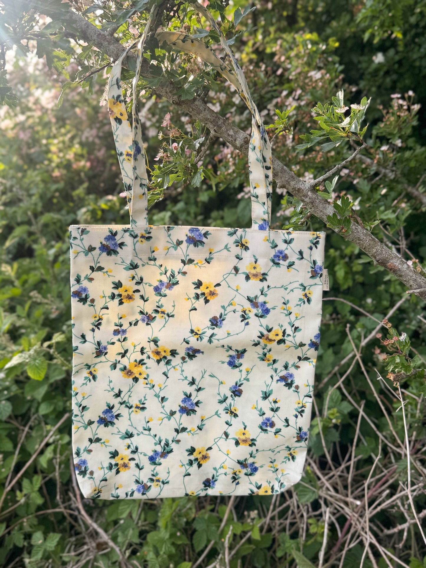 Vintage Laura Ashley Floral Oilcloth Tote Bag
