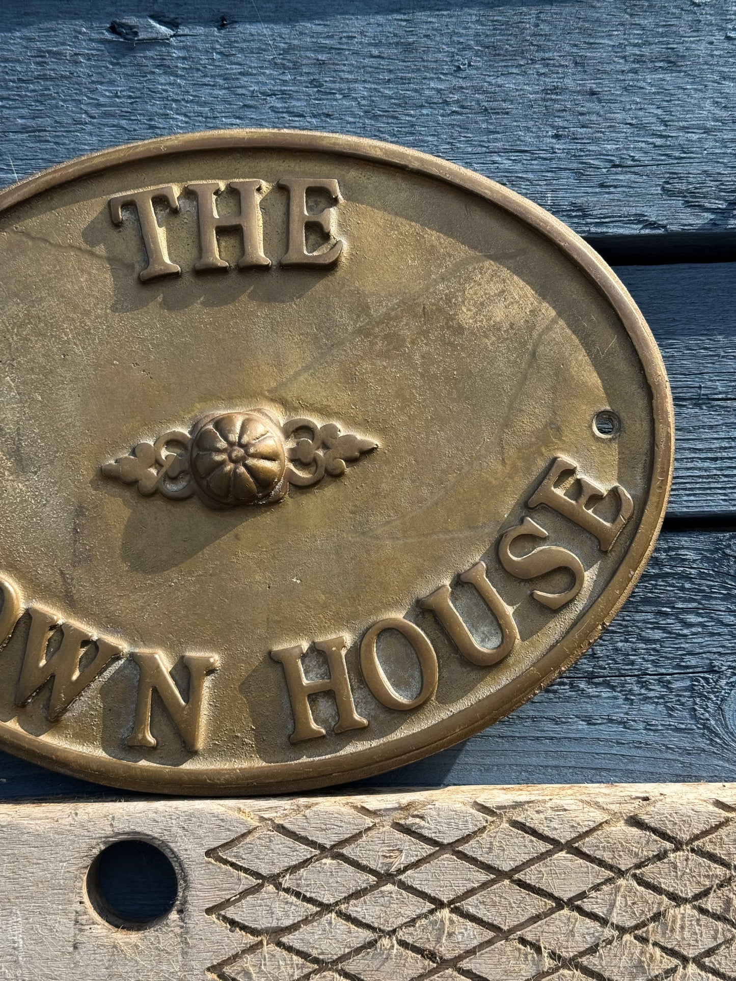 Vintage 1930s Solid Bronze House Sign – “The Town House”