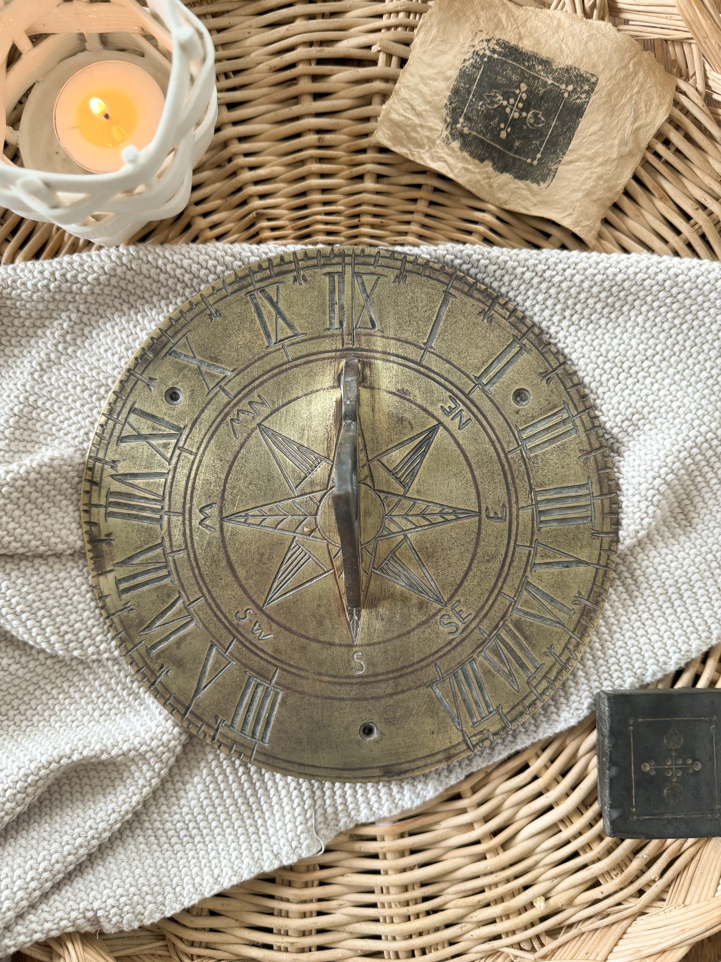 Aged Solid Brass Sundial