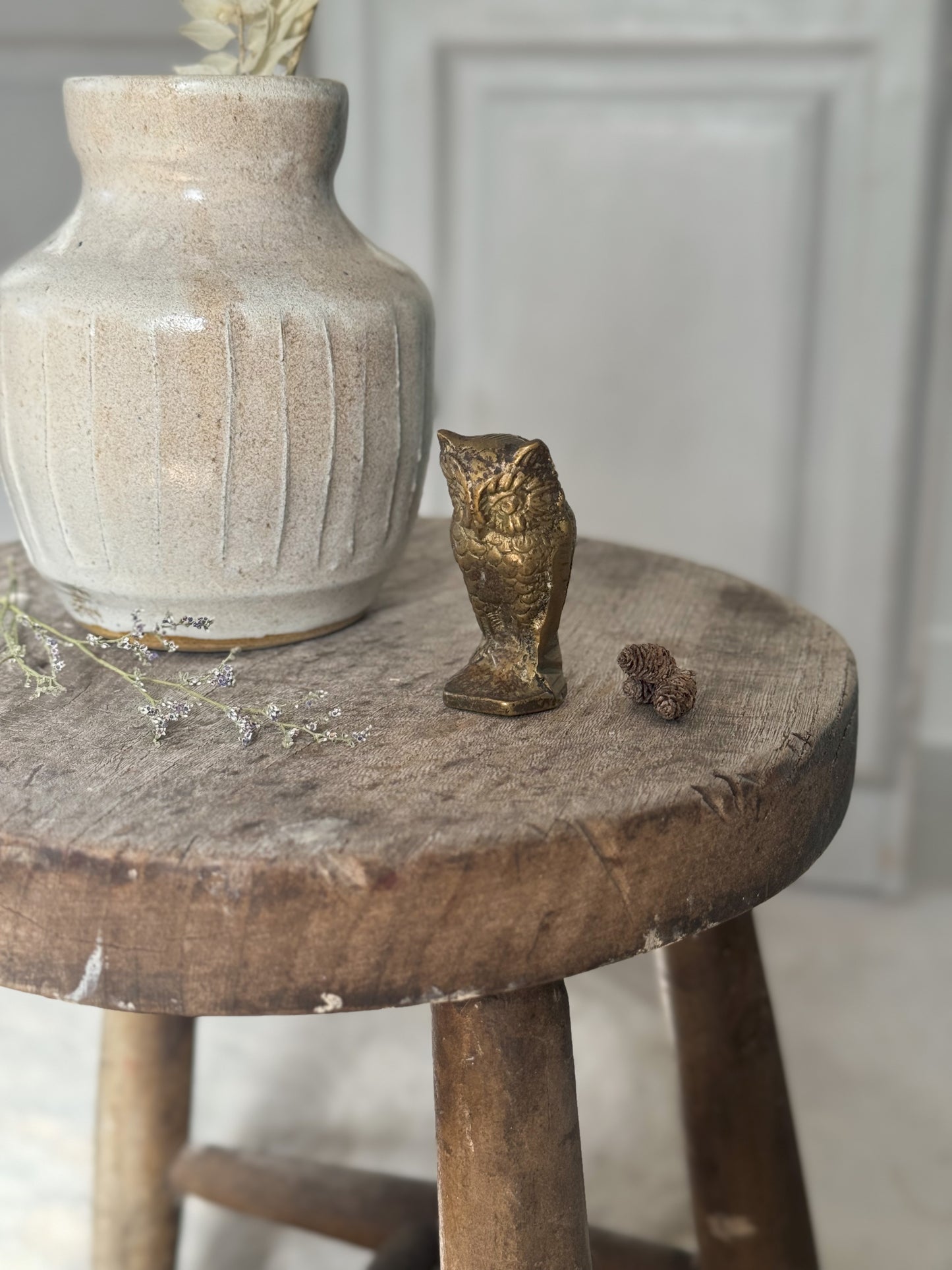 Vintage Solid Brass Miniature Owl