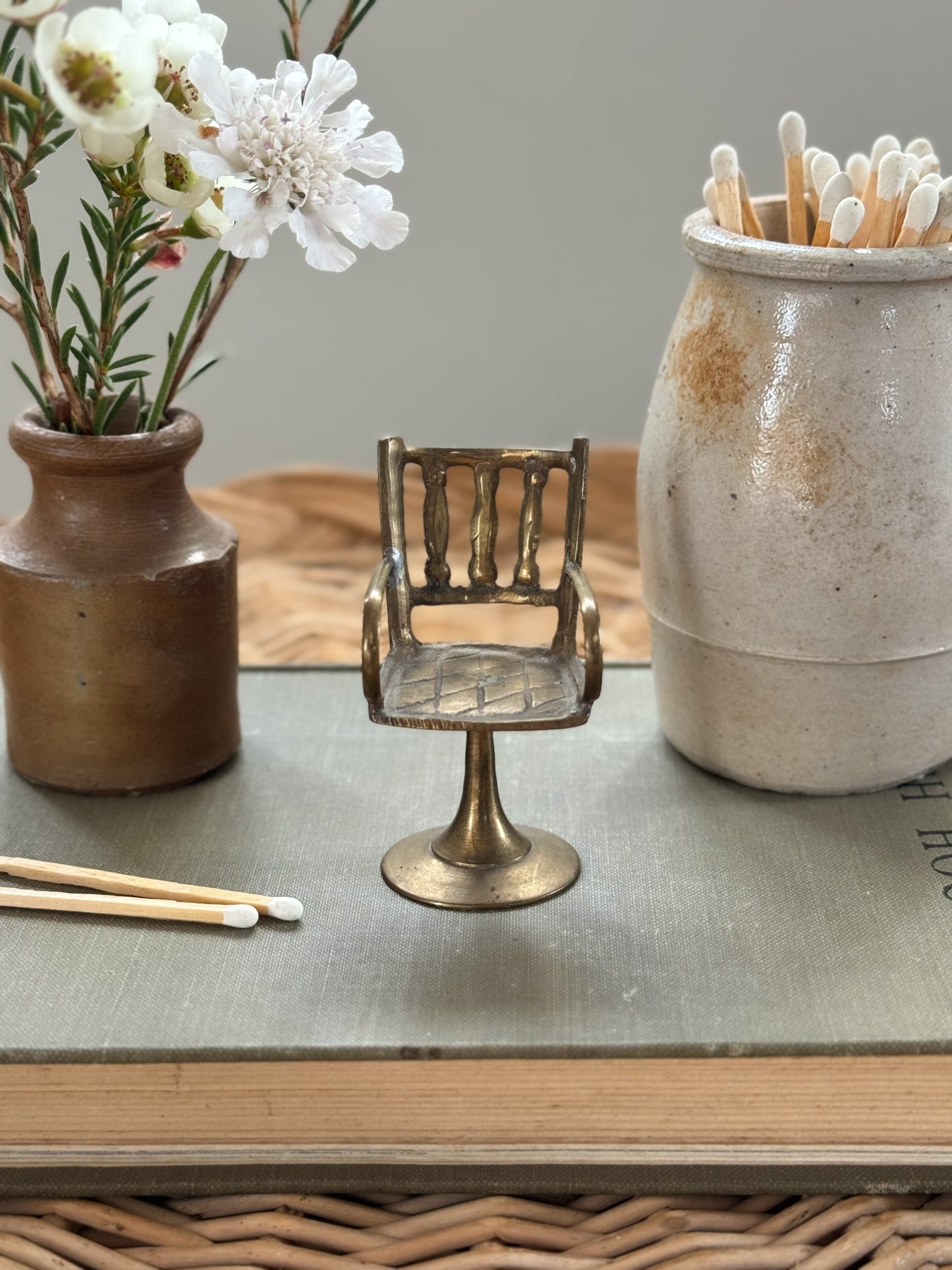 Vintage Miniature Solid Brass Chair