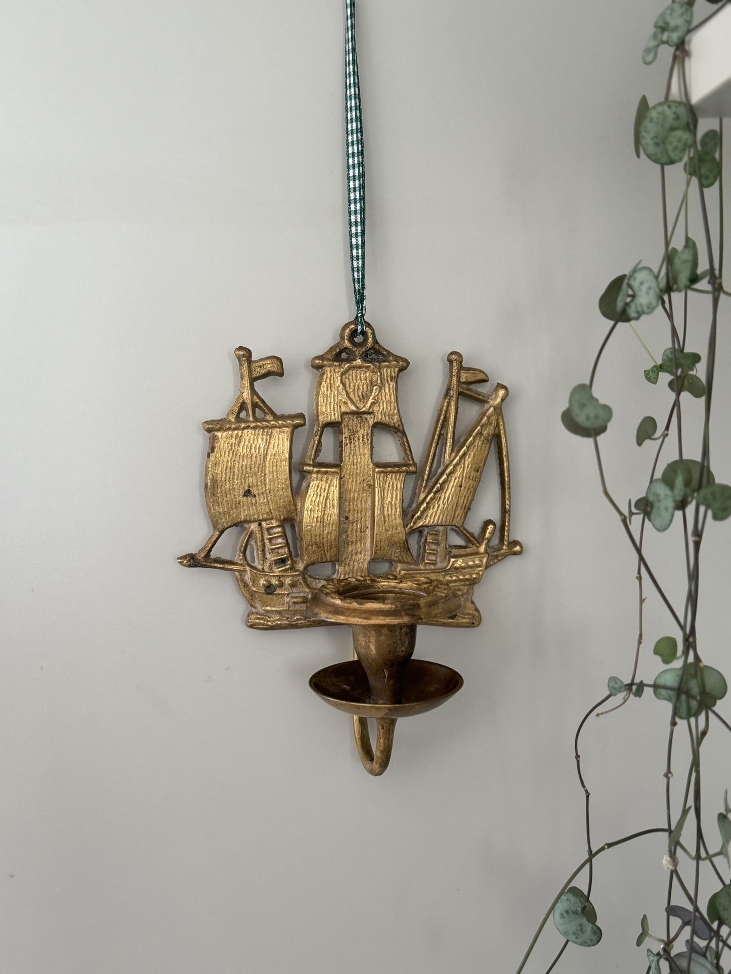 Vintage Brass Ship Wall Sconce