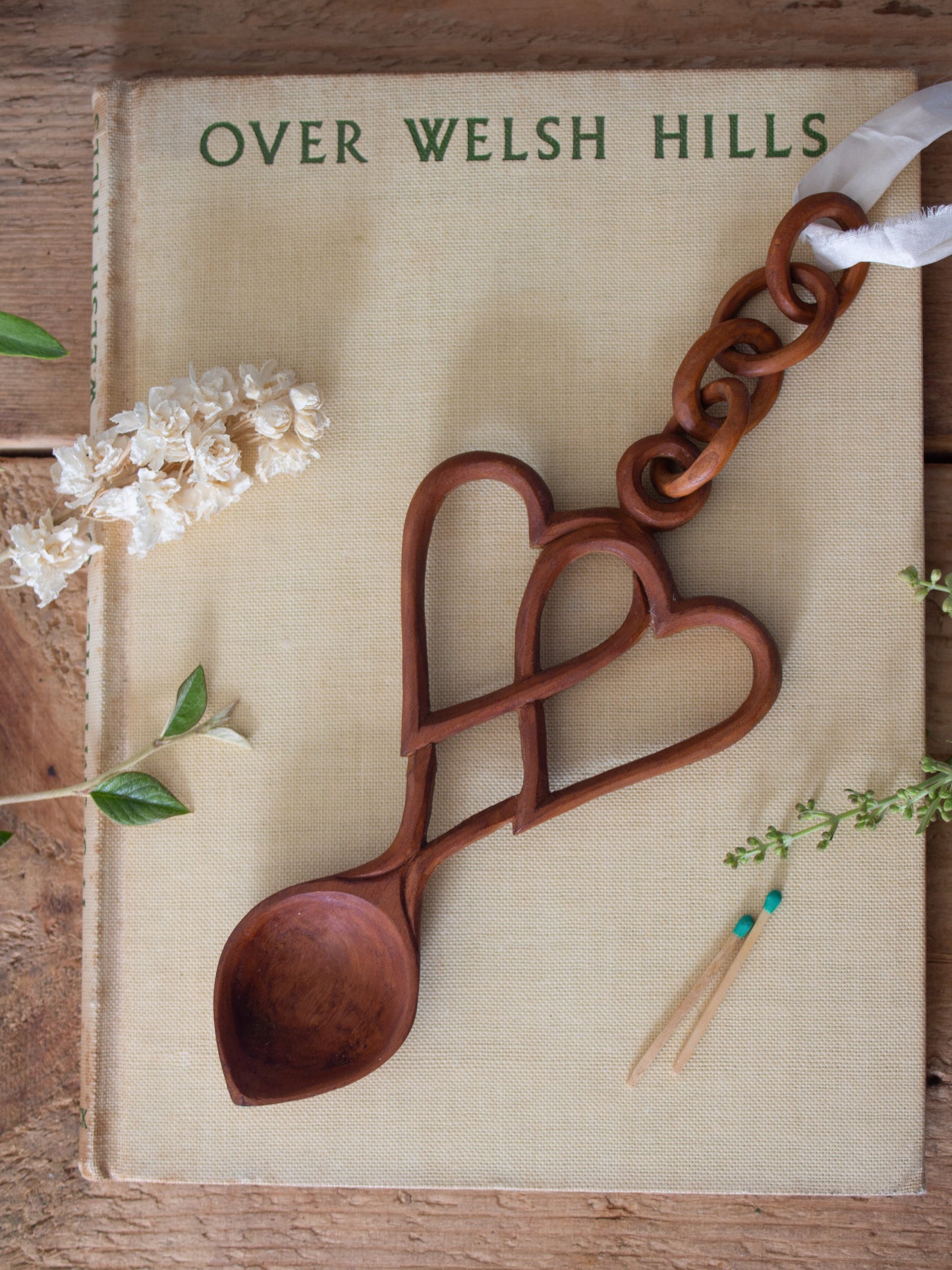 Vintage Hand-Carved Welsh Love Spoon