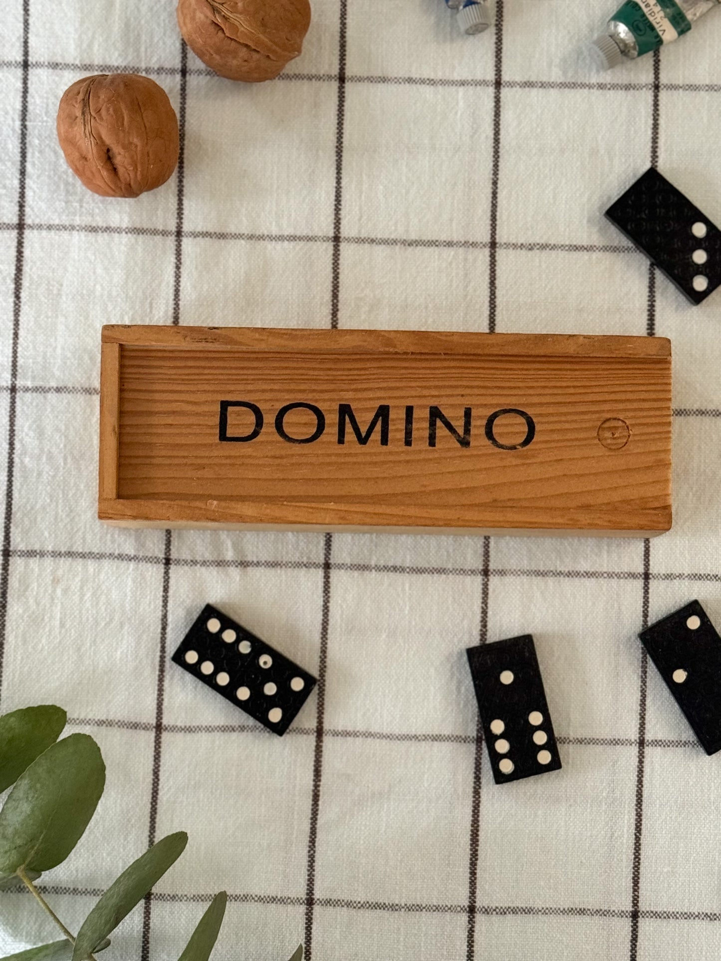 Vintage Domino Set in Wooden Box