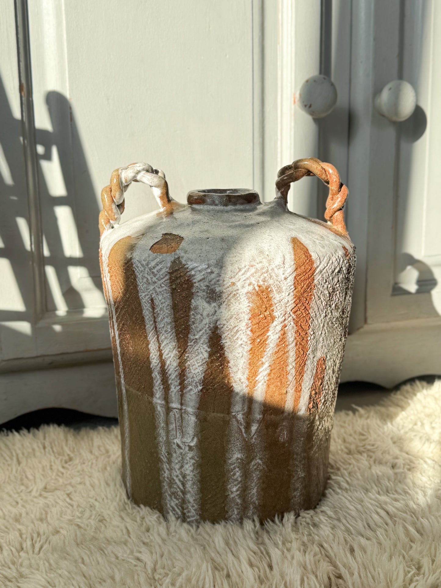 Large Midcentury French Studio Pottery Wine Jar - “Le Vin”