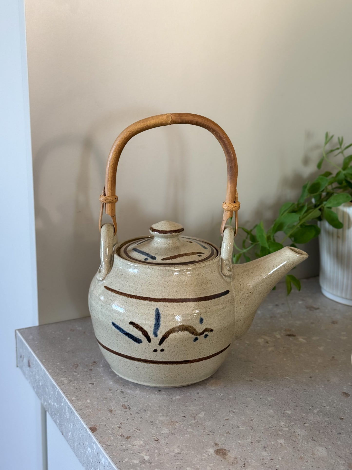 Studio Pottery Teapot with Bamboo Handle — Handmade in Kent