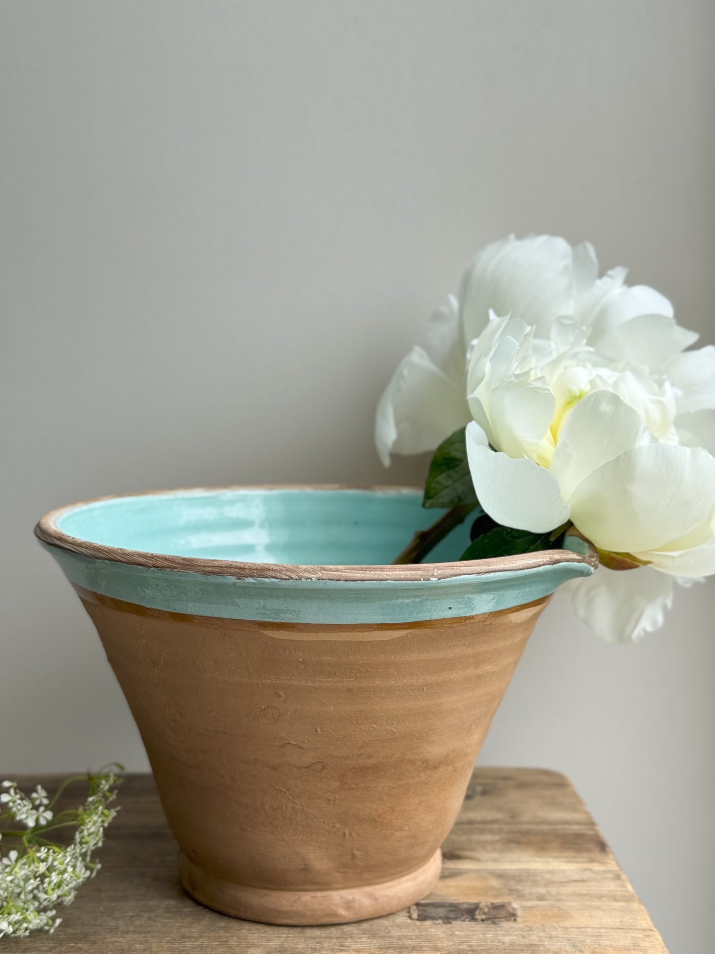 Vintage Hungarian Terracotta Blue Glazed Slipware Pot