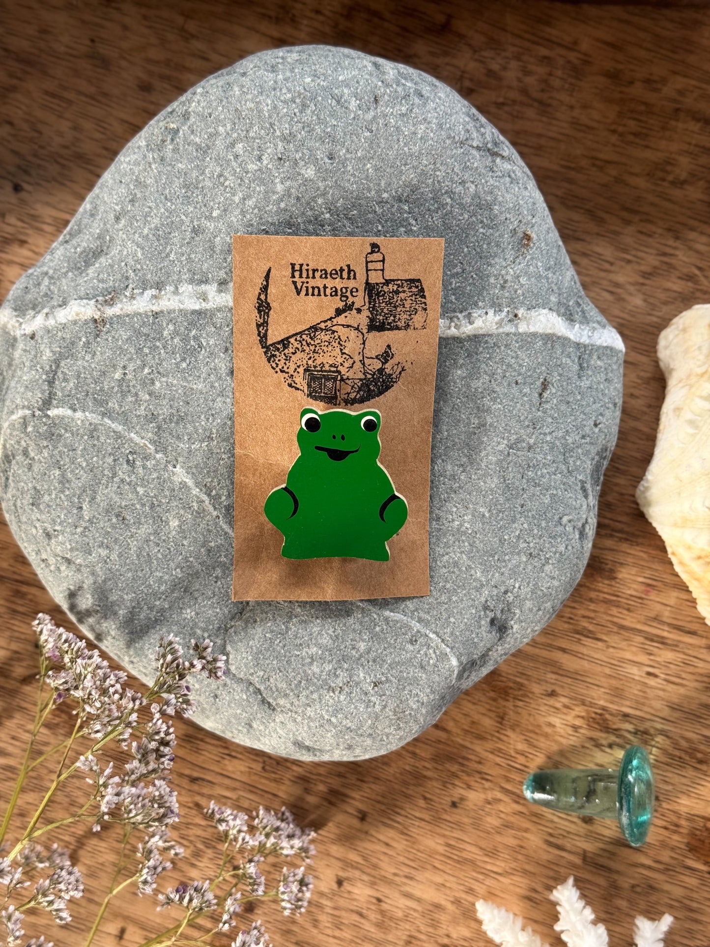 Vintage Handmade Wooden ‘Little Frog’ Pin Badge