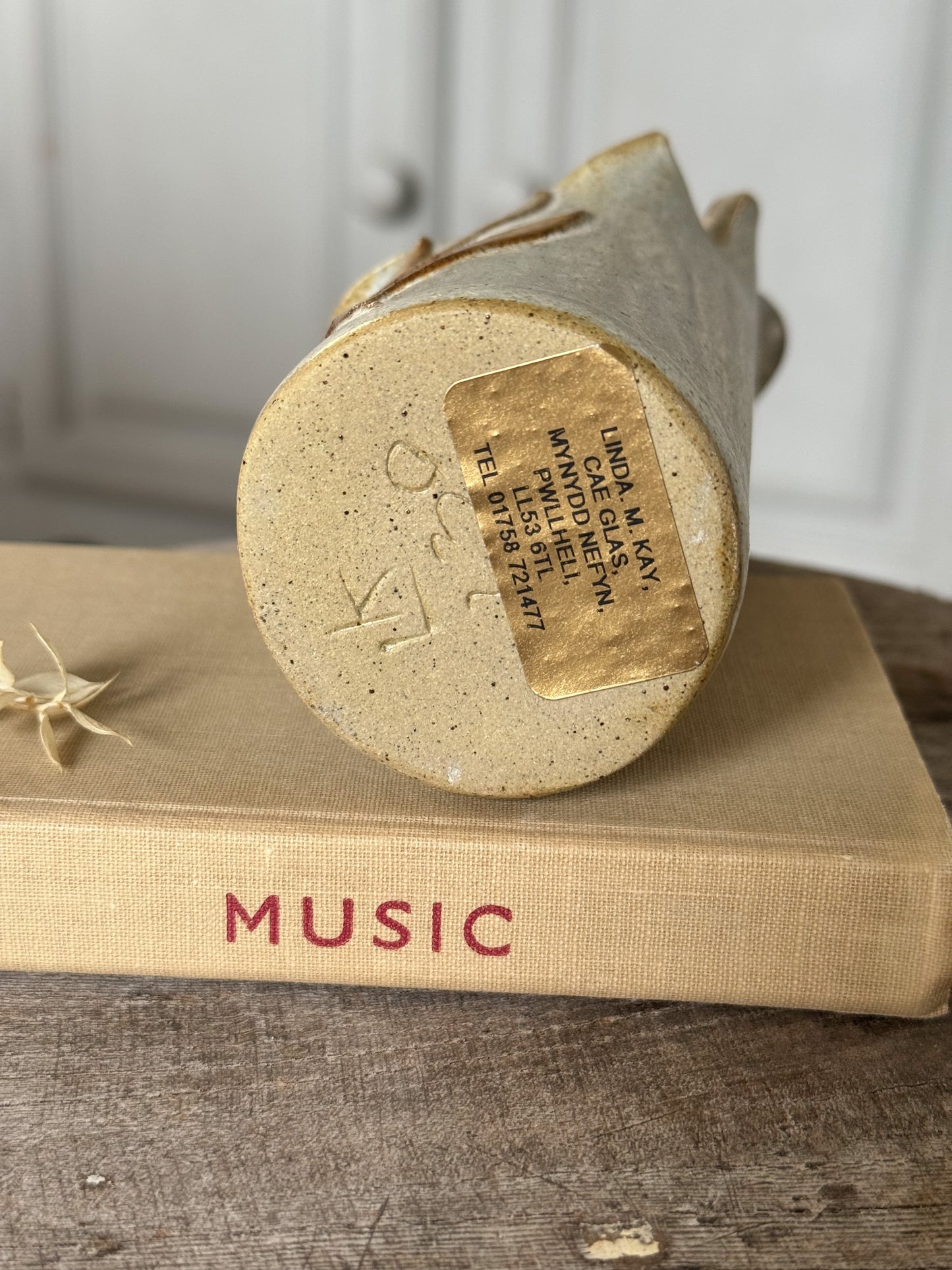 Welsh Studio Pottery Abstract Vase by Linda M. Kay, Pwllheli