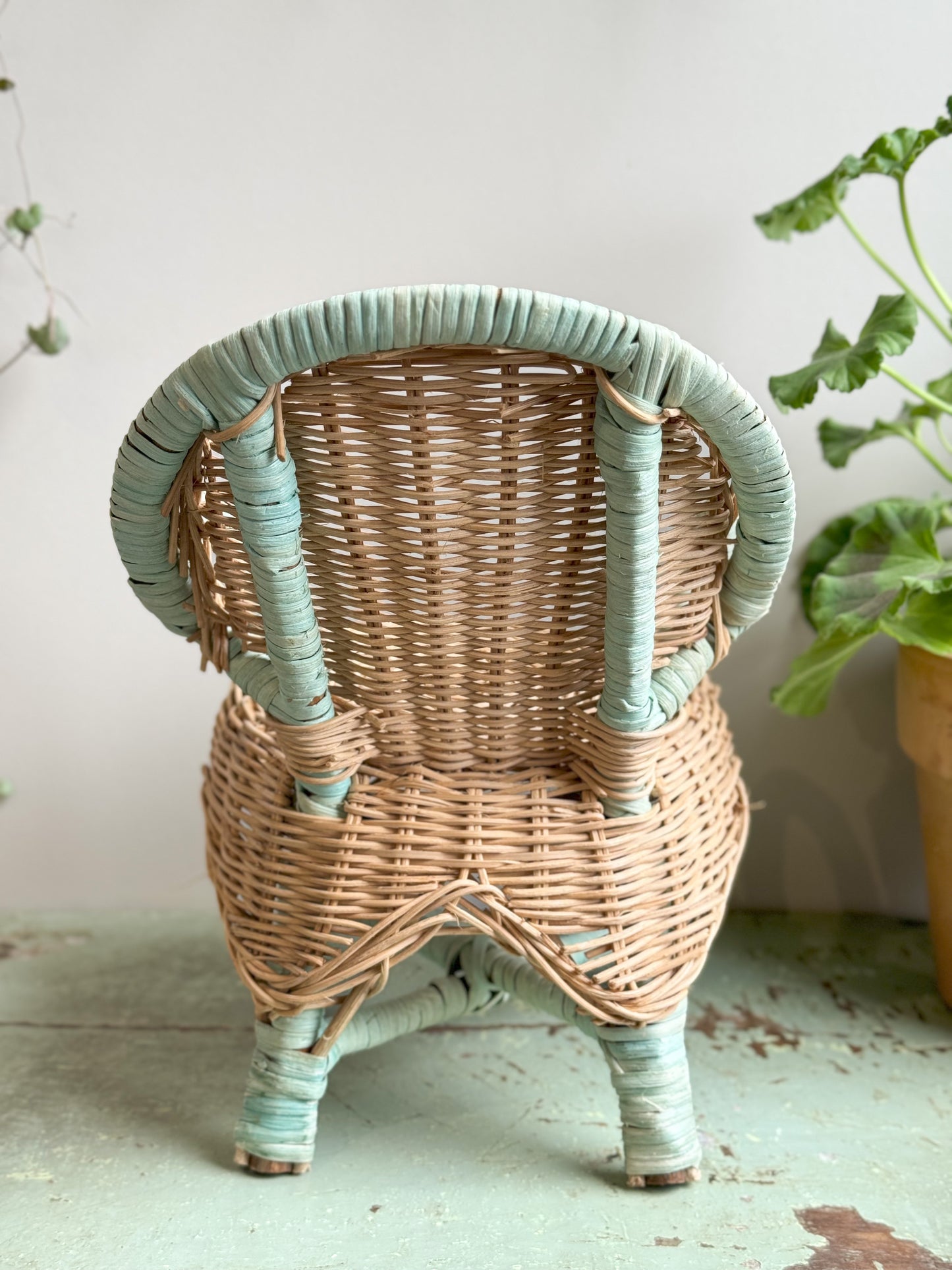 Vintage Wicker Dolls Chair • Plant Stand