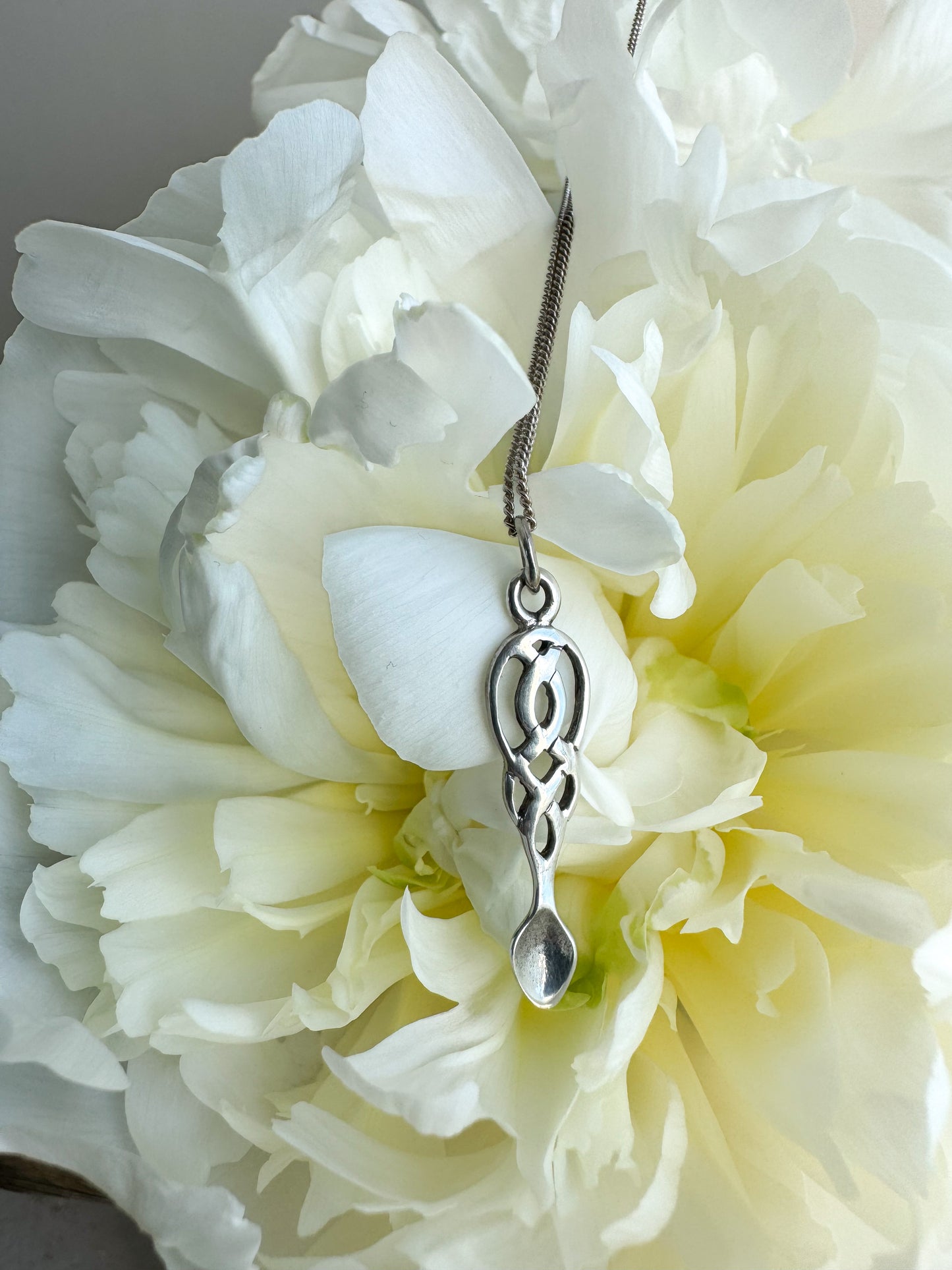 Vintage Sterling Silver 925 Welsh Love Spoon Necklace