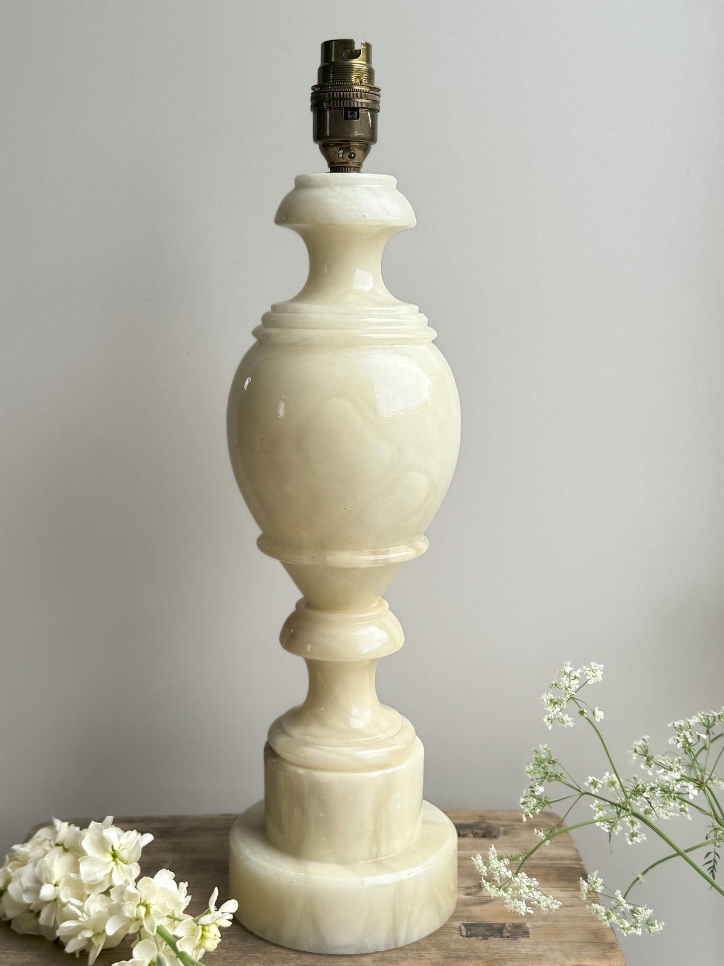 Vintage Carved Alabaster Lamp • Fully Working
