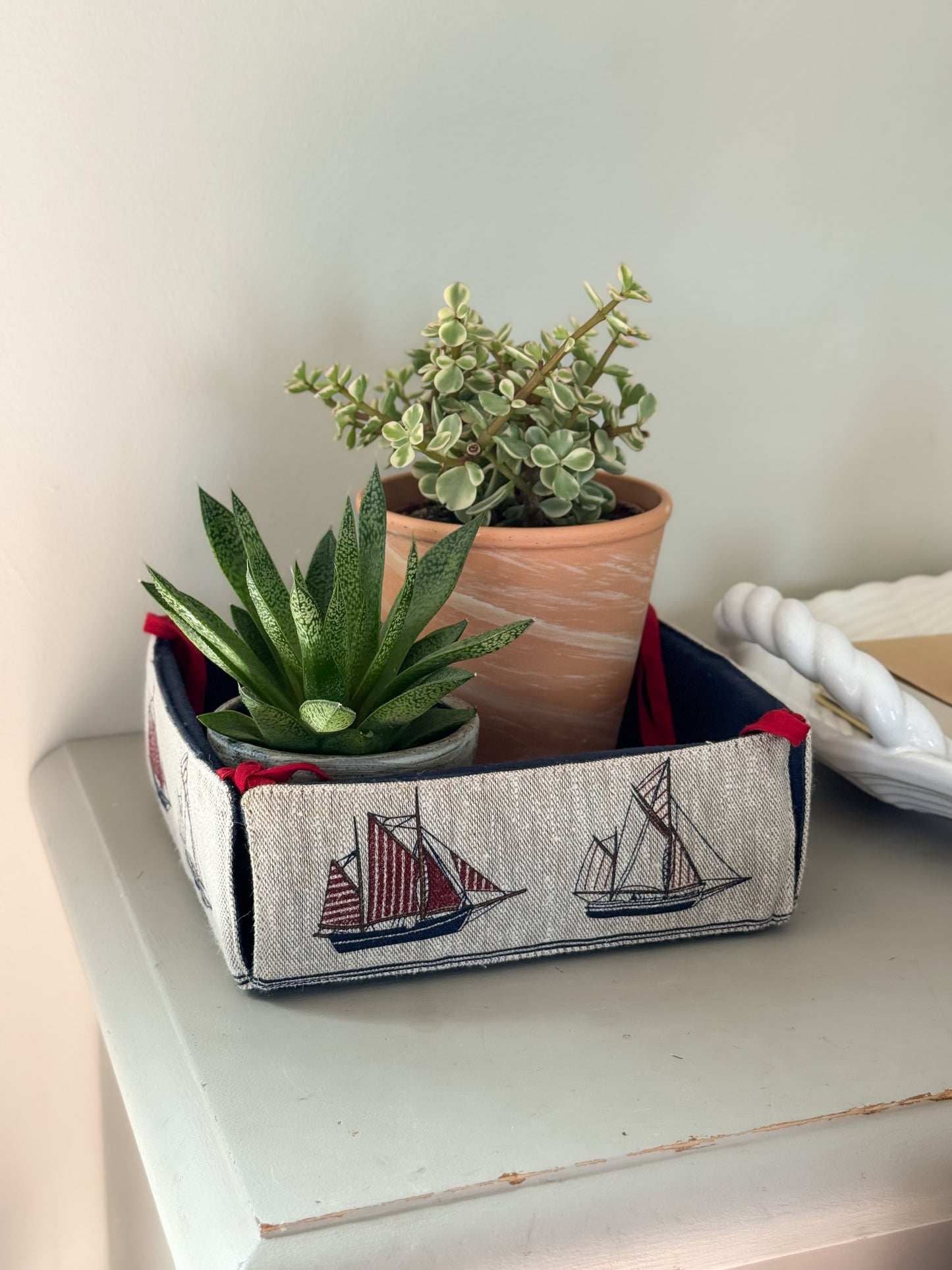 Vintage Fabric Folding Storage Box – Sailing Ships