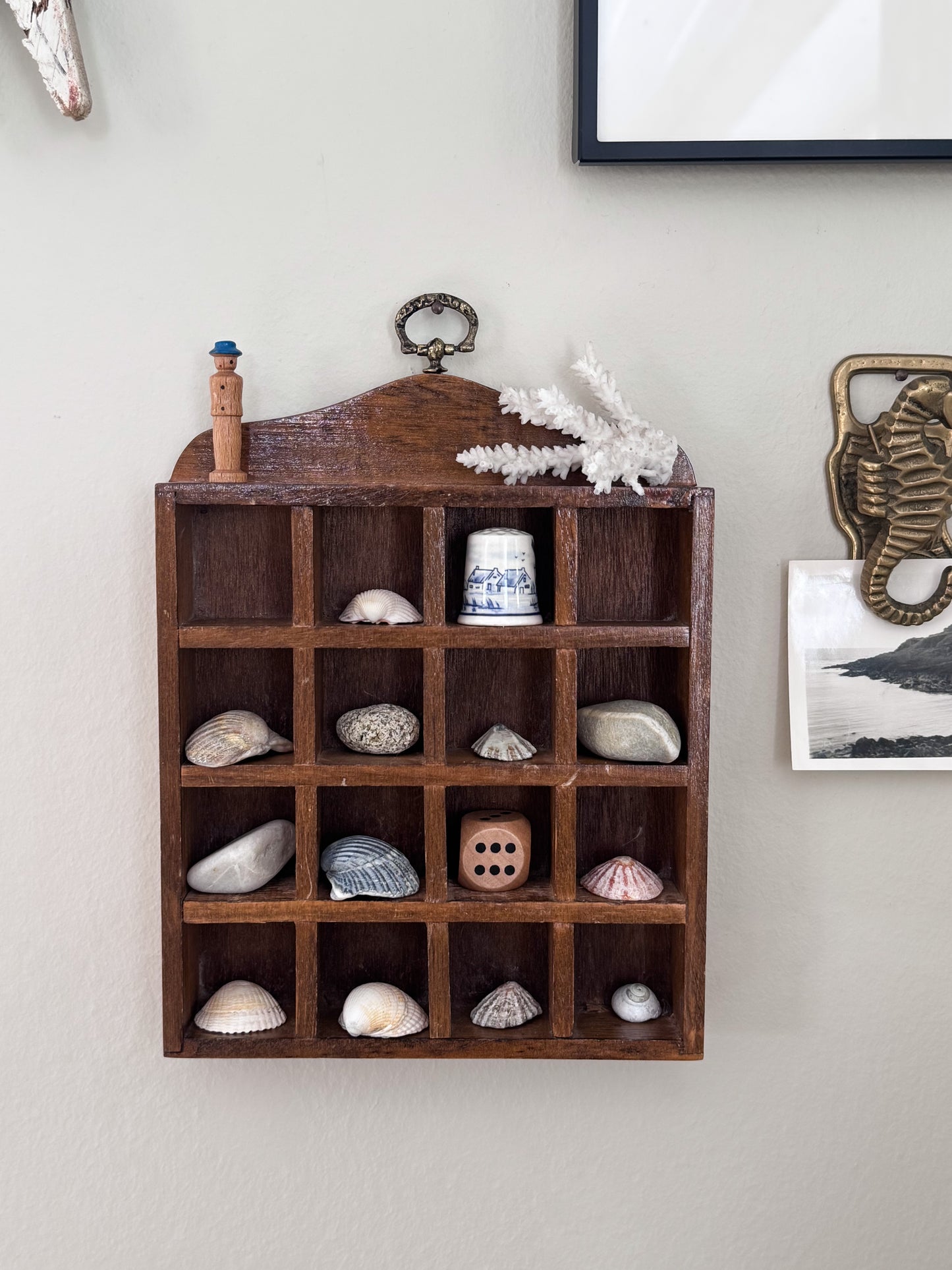 Vintage Wooden Trinket Display Shelf