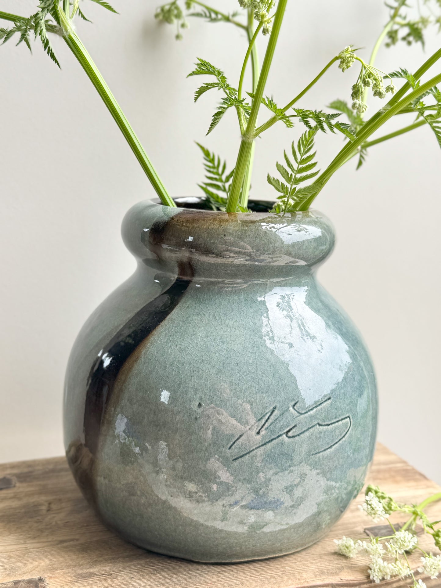 Vintage Studio Pottery Drip Glaze Vase