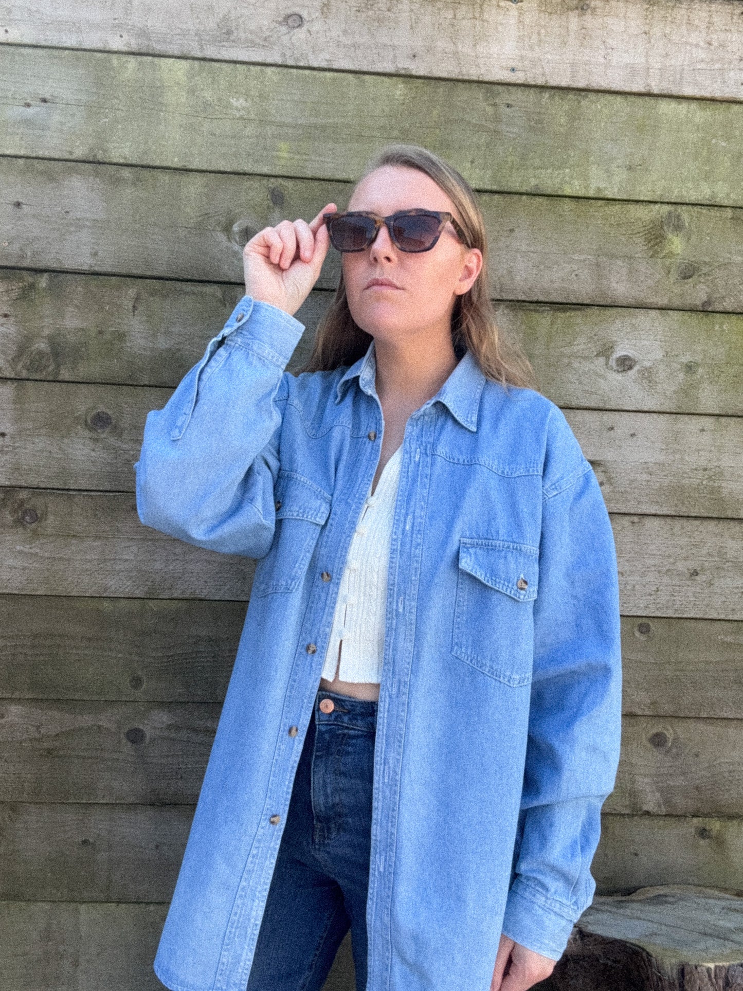 Vintage 1980s 100% Cotton Denim Shirt by Red Ridge, Size M
