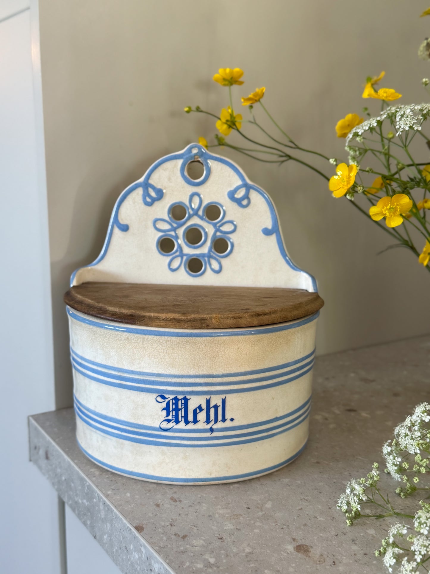 Rare Antique Villeroy & Boch Wall-Mounted Flour Jar – c.1874–1909 | East Berlin