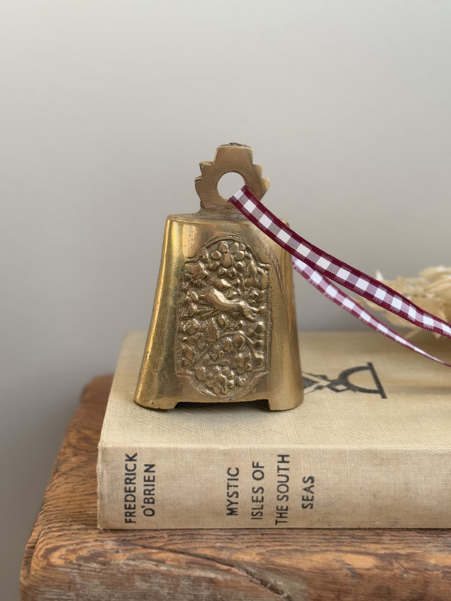 Vintage Solid Brass Bell • Fox & Flowers