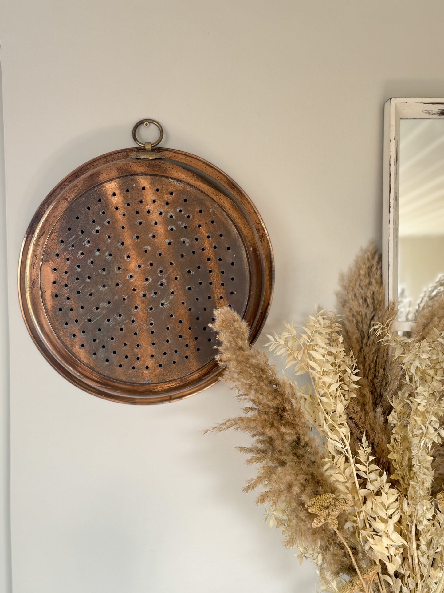 Vintage Large Portuguese Copper & Brass Strainer • Colander