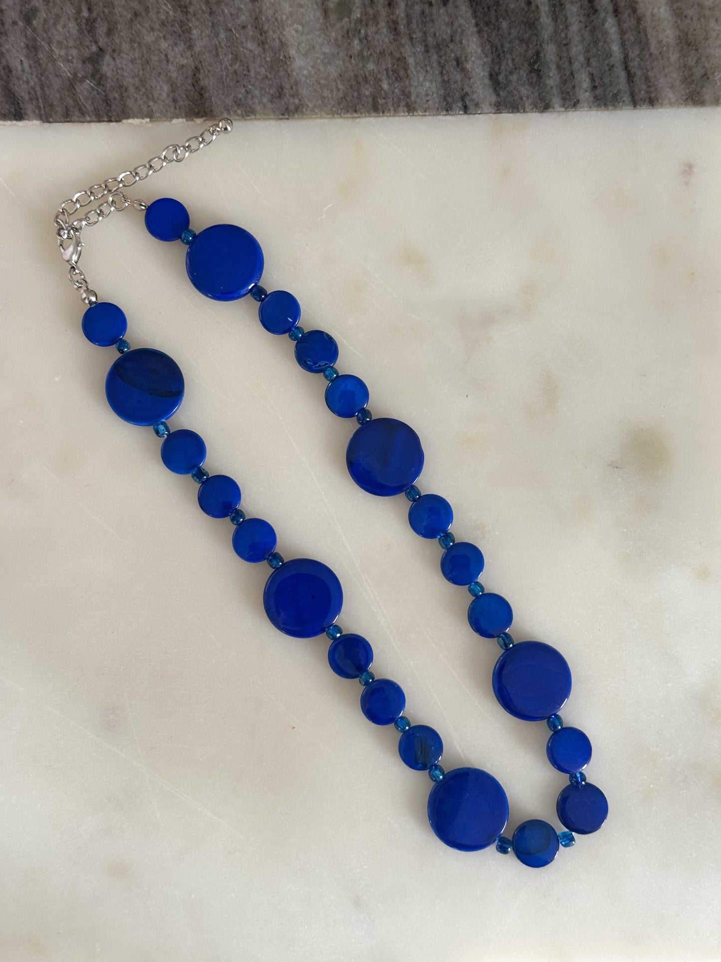 Vintage Cobalt Glass Bead Necklace